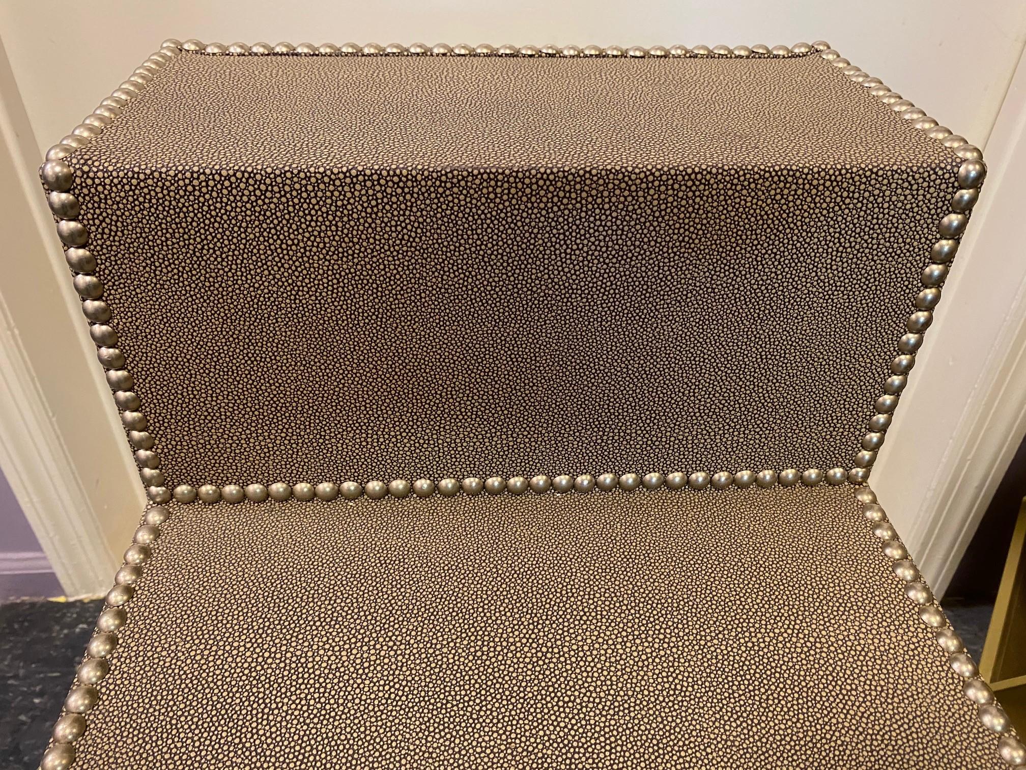 American Custom Faux Shagreen Steps For Sale