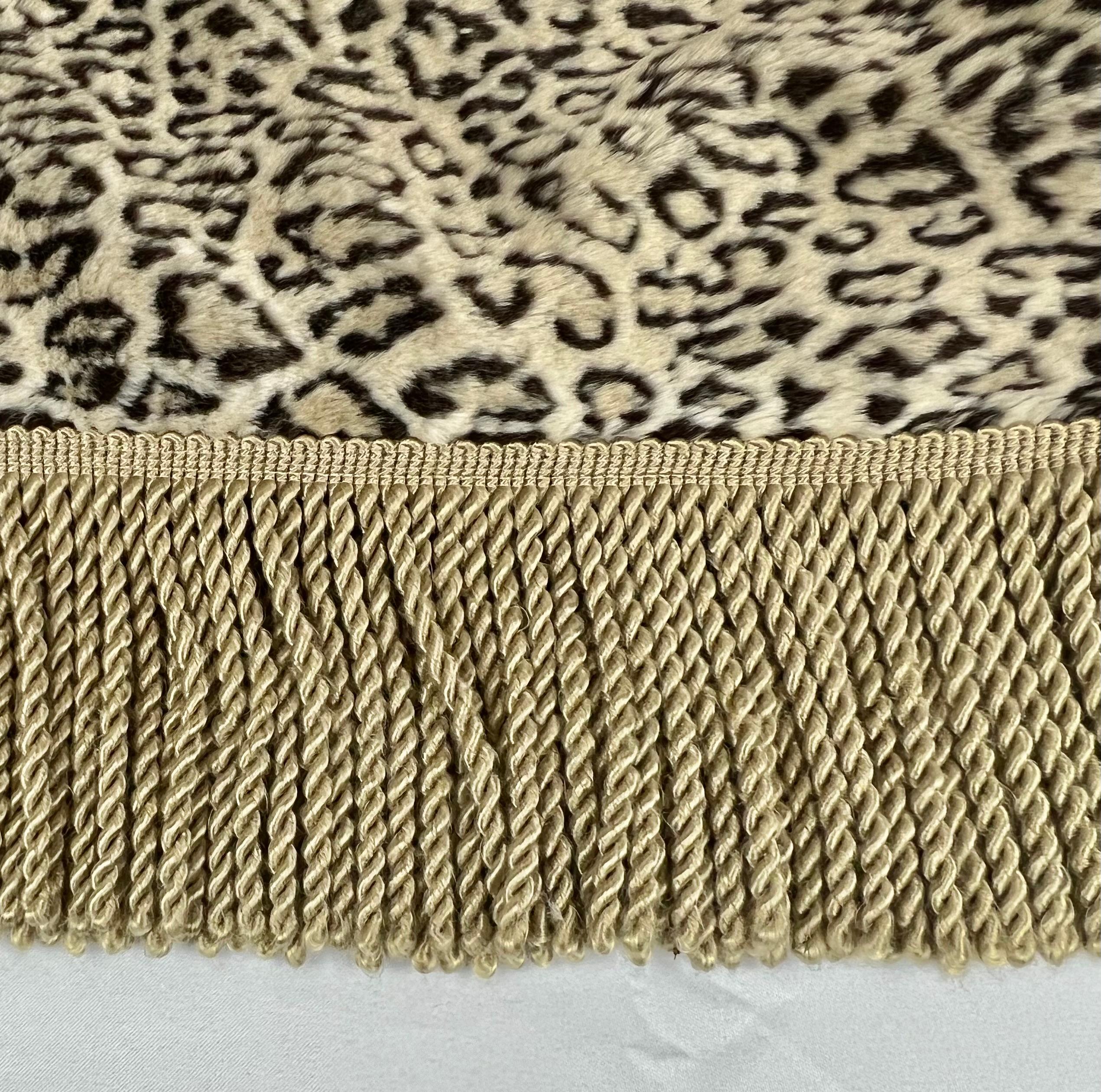 Hand-Crafted Custom Faux Snow Leopard Throw with Bullion Fringe