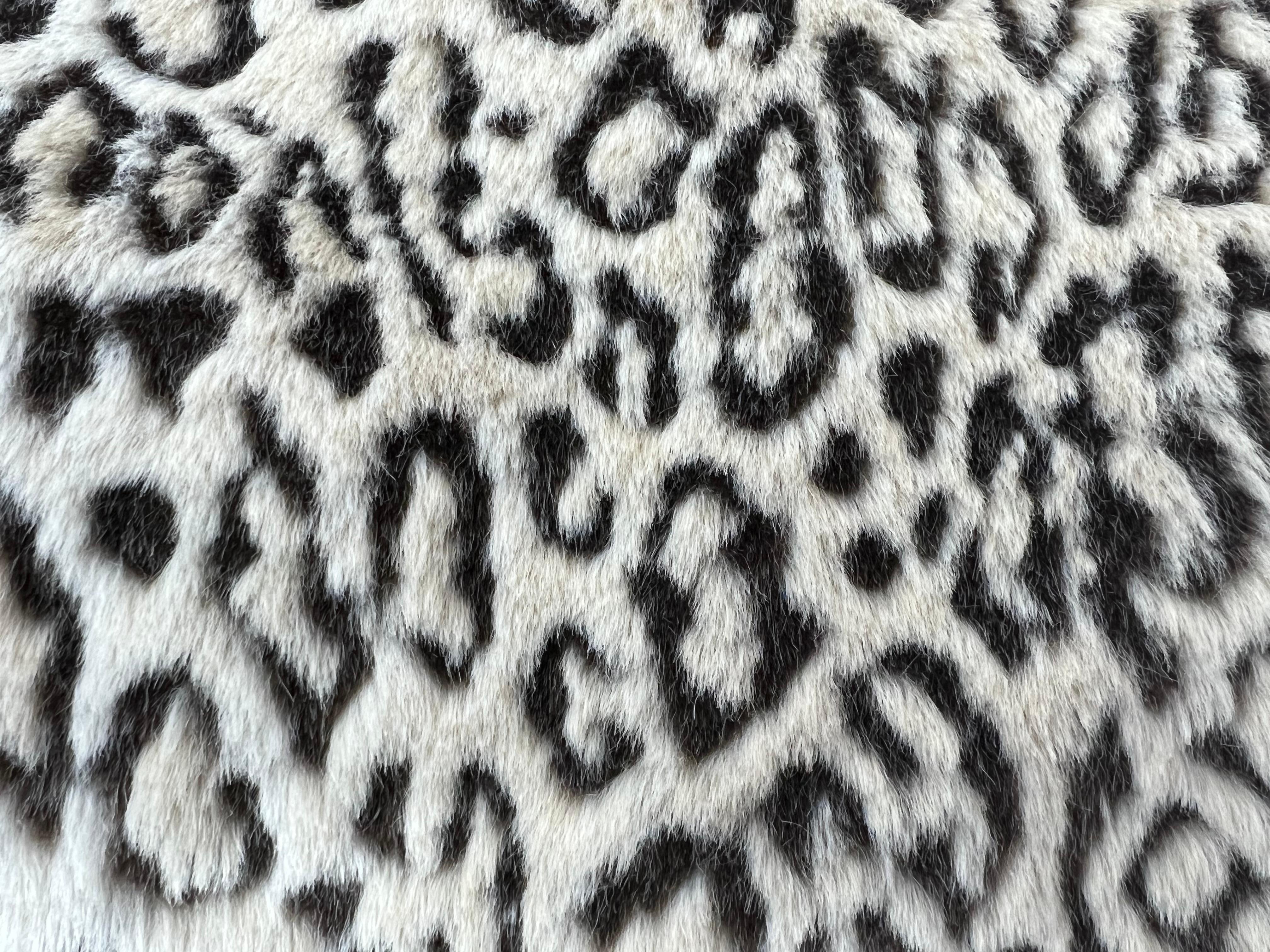 Contemporary Custom Faux Snow Leopard Throw with Bullion Fringe