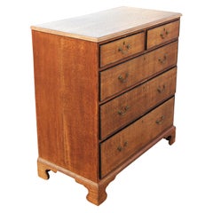 Custom Finished Georgian English Tiger Oak Chest of Drawers Brass Handles