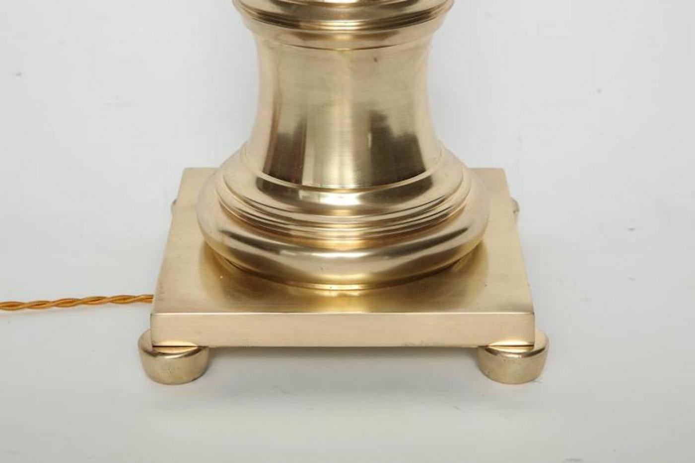 Custom Finished, Stylized Bamboo Satin Brass Lamps For Sale 1