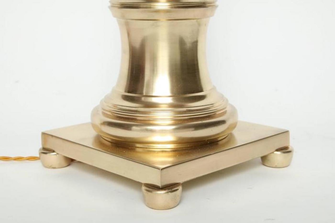 Custom Finished, Stylized Bamboo Satin Brass Lamps For Sale 2