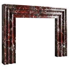 Custom Fireplace Red Marble Mantel, Handcrafted Bespoke Mantelpiece Surround