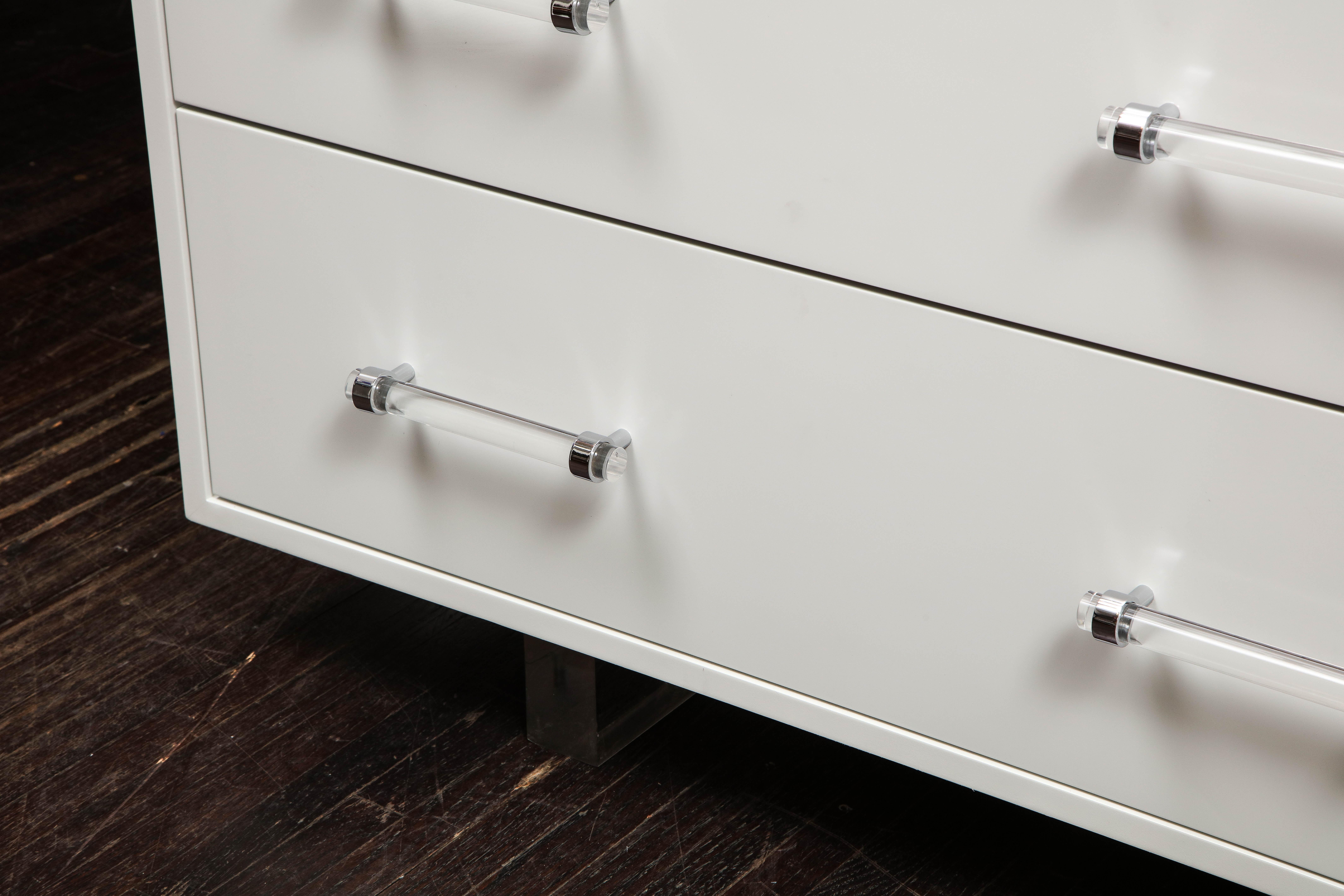 American Floating Lacquered Dresser on Acrylic Legs For Sale