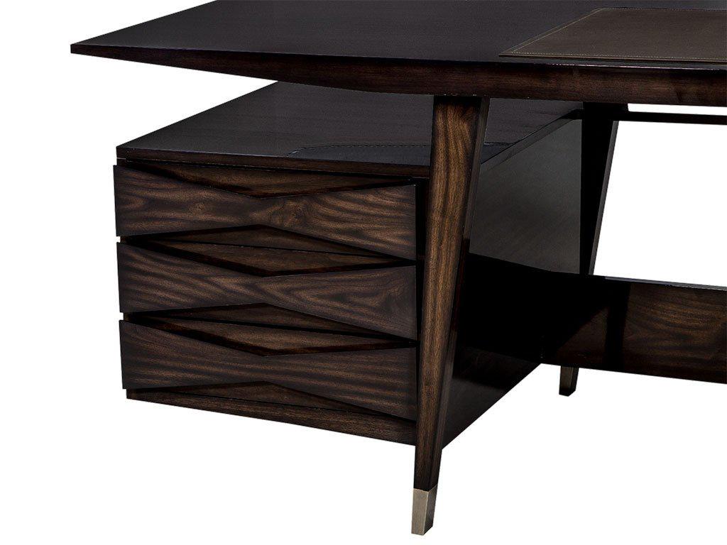 Canadian Custom Floating Top Mid-Century Modern Executive Desk in Walnut by Carrocel