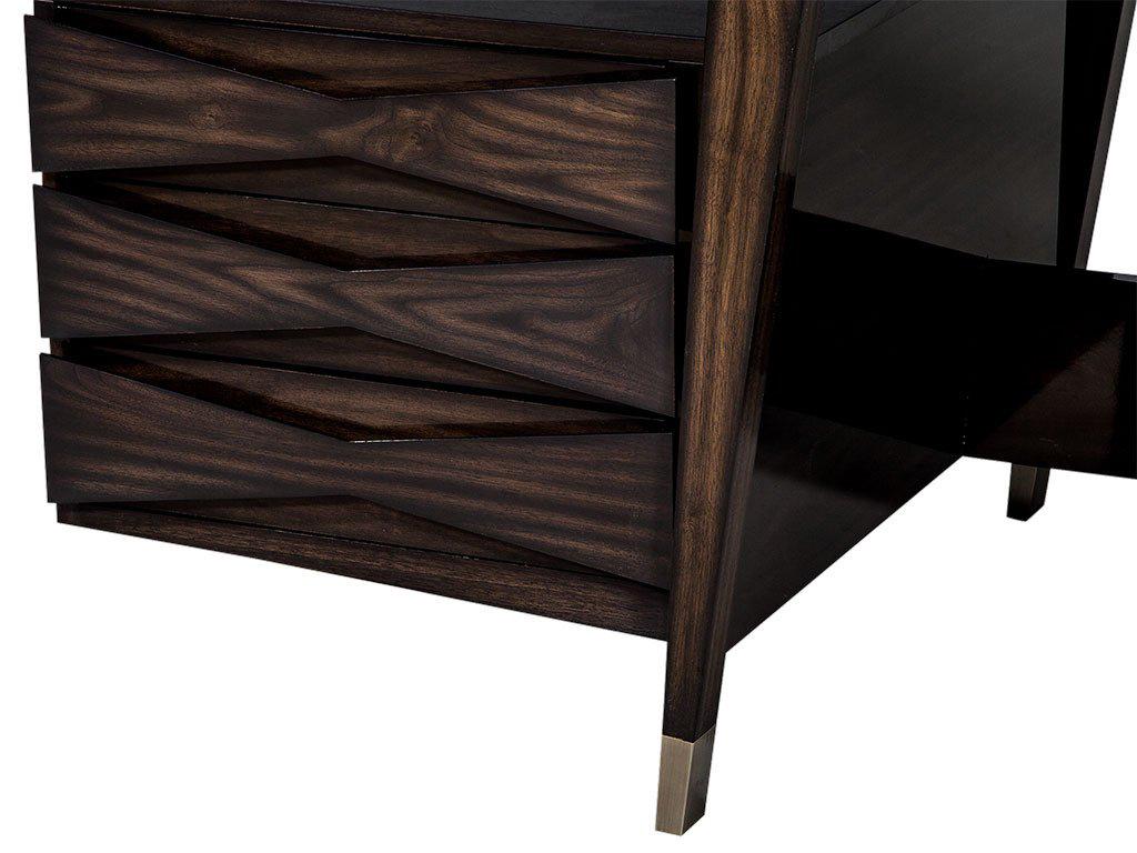 Custom Floating Top Mid-Century Modern Executive Desk in Walnut by Carrocel In New Condition In North York, ON
