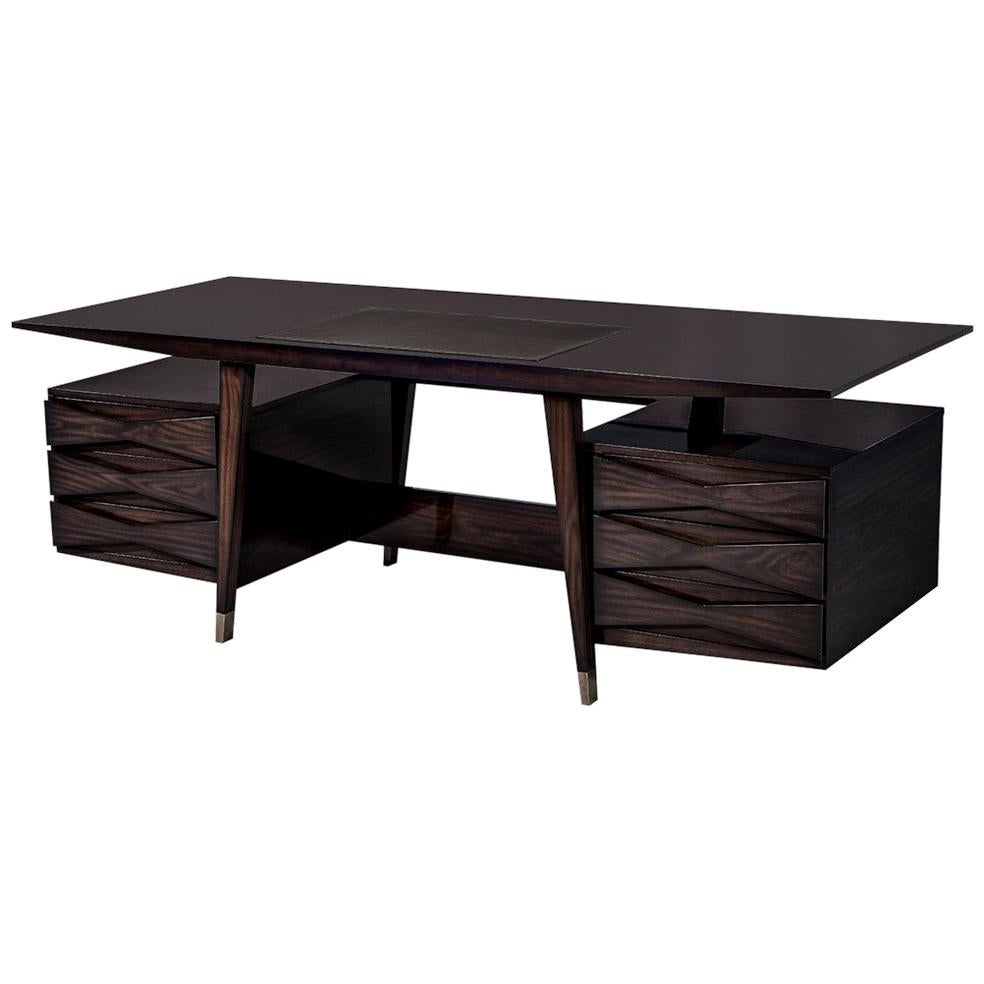 Custom Floating Top Mid-Century Modern Executive Desk in Walnut by Carrocel