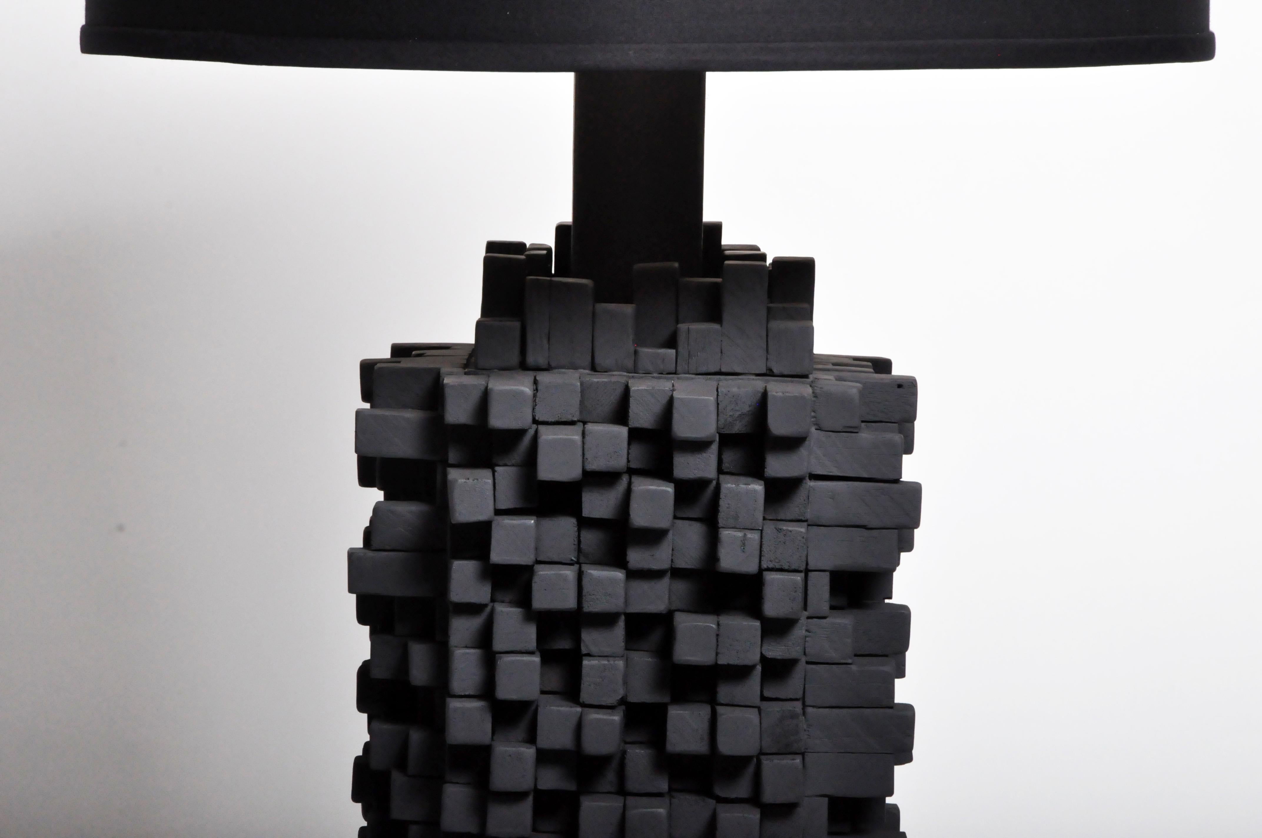 Brutalist Custom Floor Lamp Made from Reclaimed Teak Wood