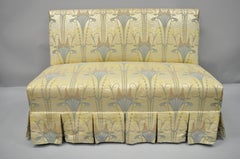 Custom Floral Art Nouveau Fabric Slipper Chair Armless Loveseat Settee Sofa