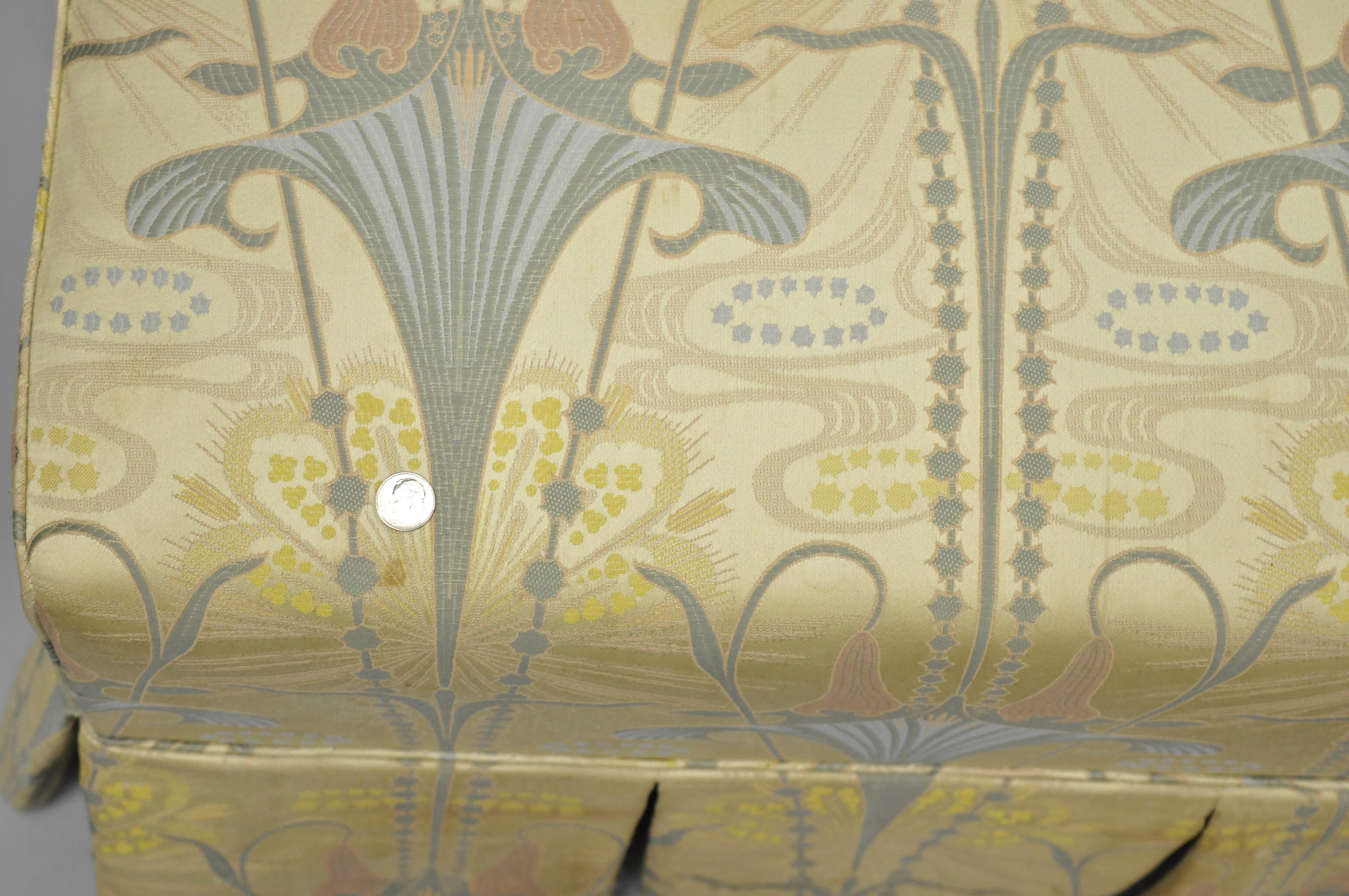 20th Century Custom Floral Art Nouveau Fabric Slipper Chair Armless Loveseat Settee Sofa