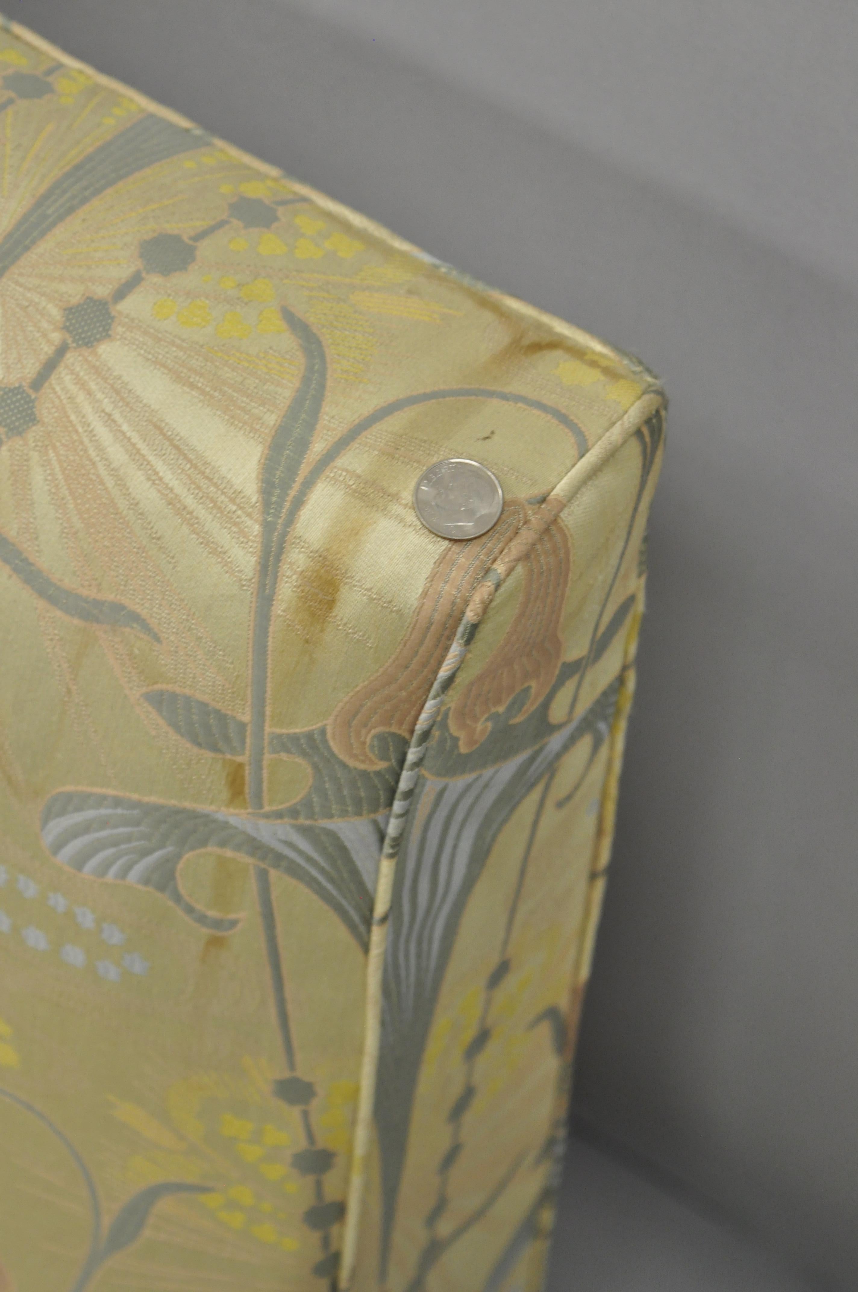Custom Floral Art Nouveau Fabric Slipper Chair Armless Loveseat Settee Sofa (20. Jahrhundert)