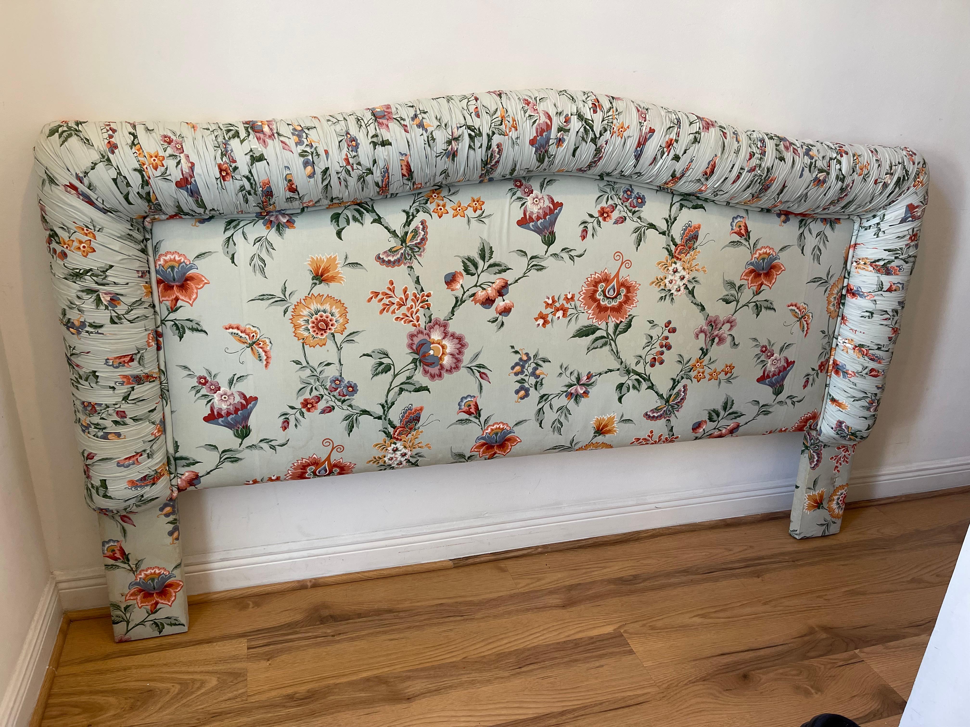 Bohemian Custom Floral King Headboard  + 2 Pillows - Splendid For Sale