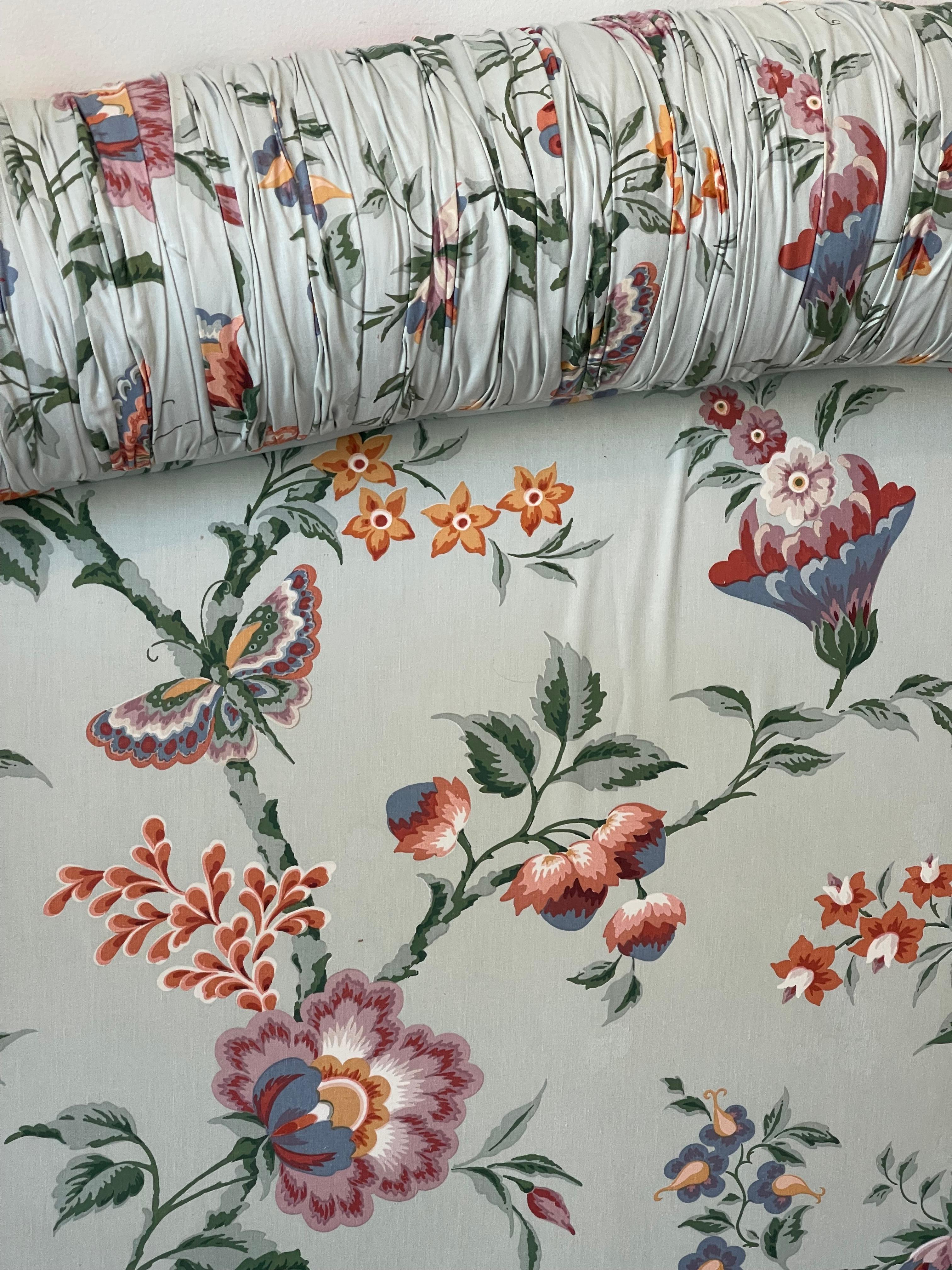 Mid-20th Century Custom Floral King Headboard  + 2 Pillows - Splendid For Sale
