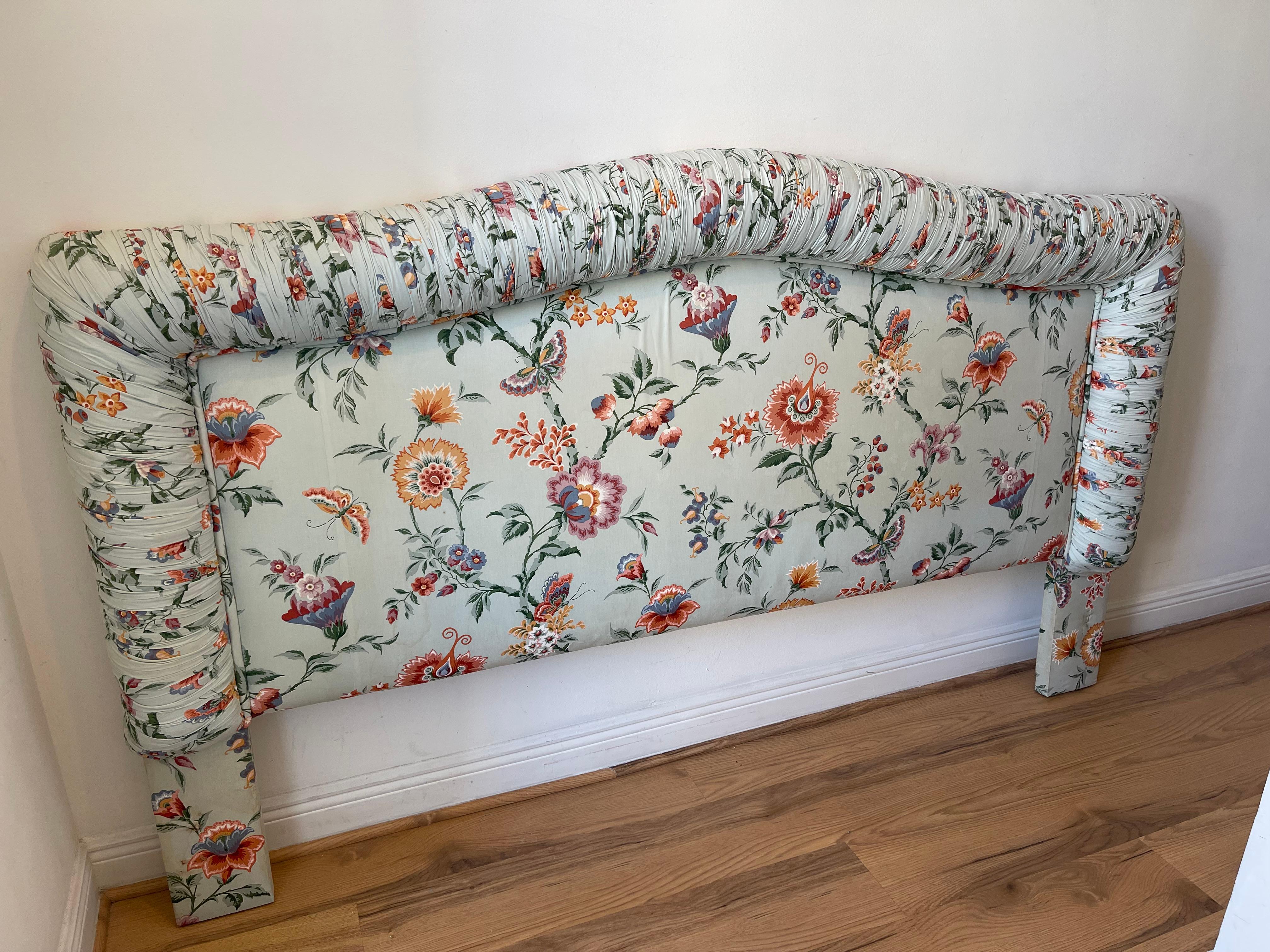 Textile Custom Floral King Headboard  + 2 Pillows - Splendid For Sale