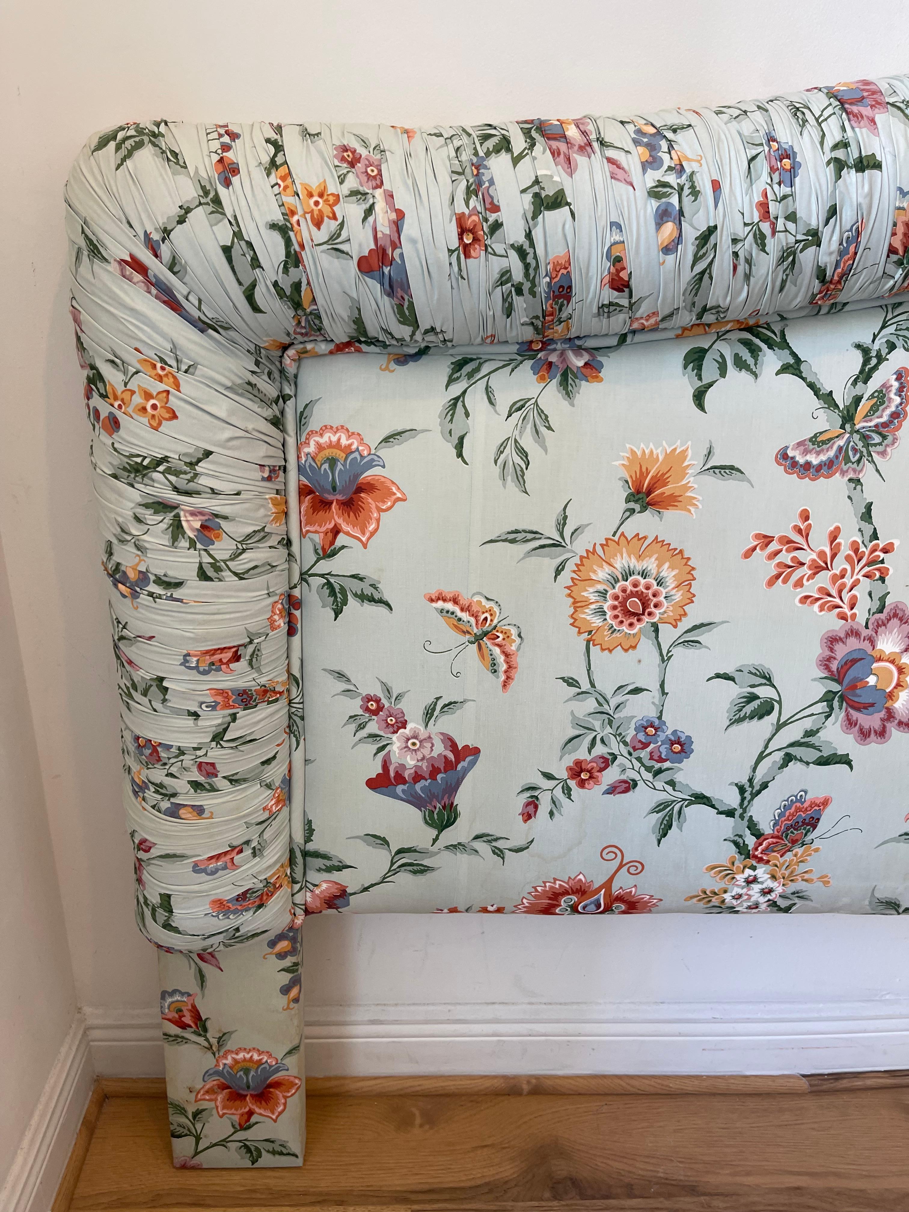 Custom Floral King Headboard  + 2 Pillows - Splendid For Sale 1