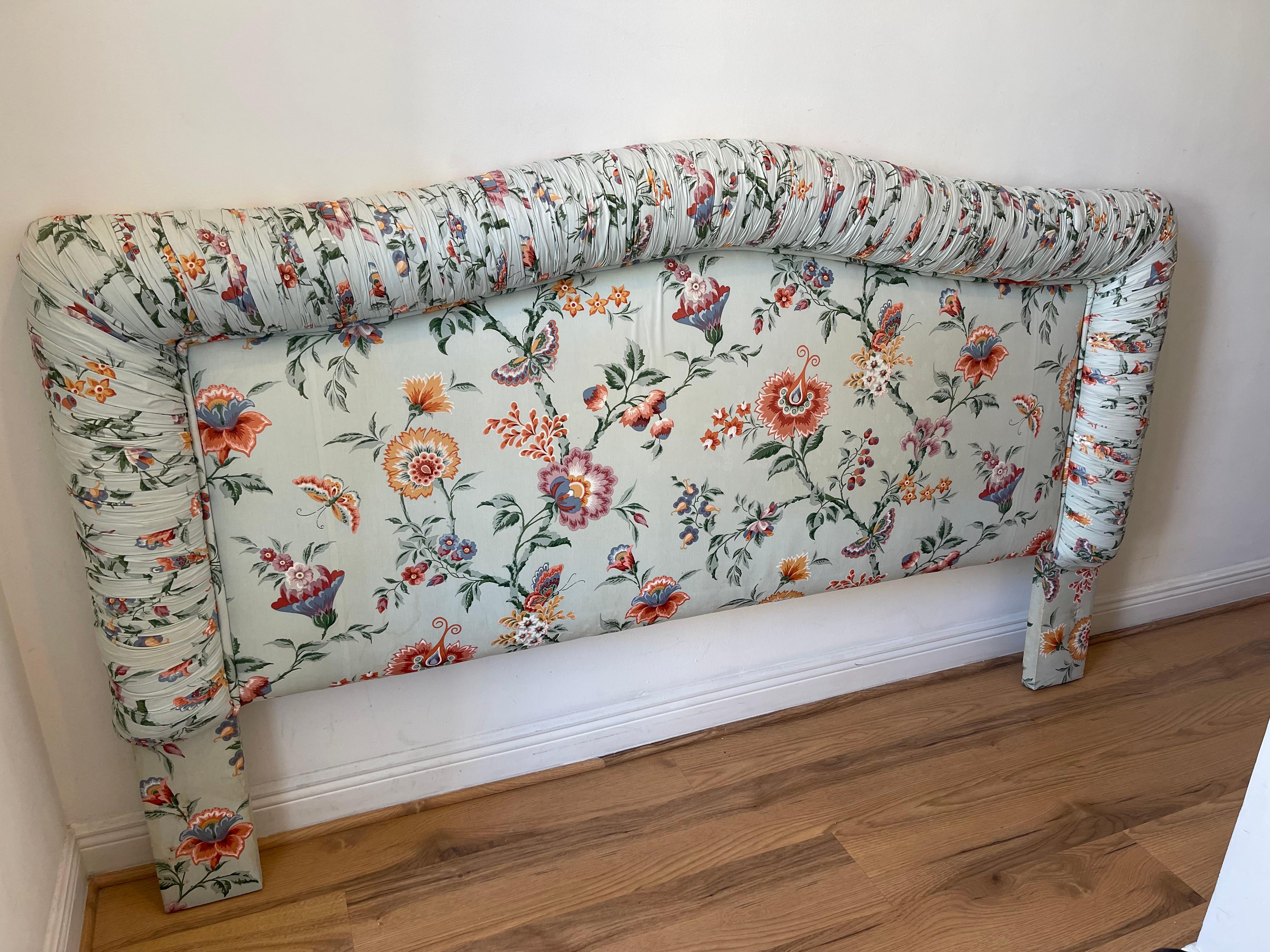 Custom Floral King Headboard  + 2 Pillows - Splendid For Sale 2