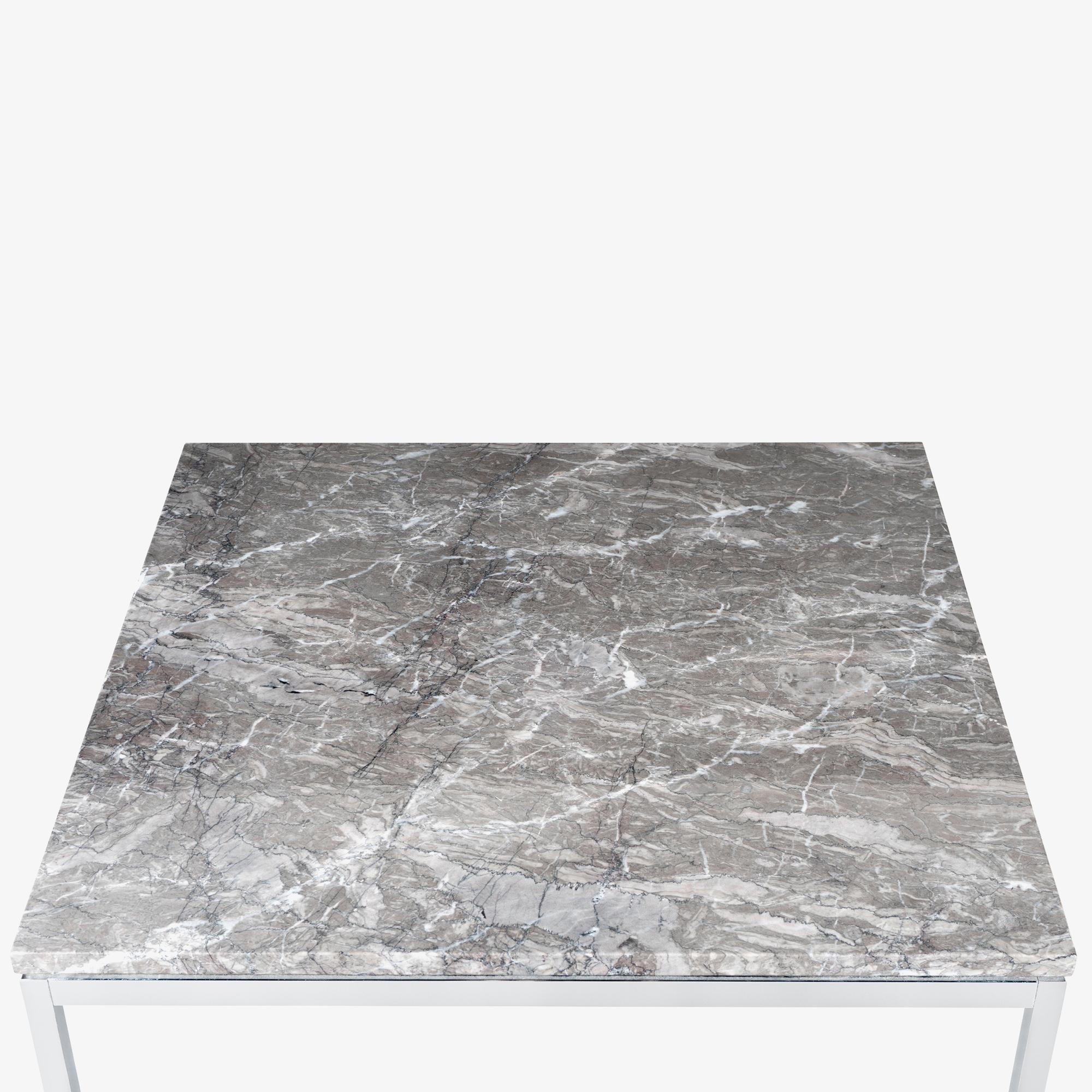 Chrome Custom Florence Knoll Task Side Table in Gray Marble For Sale