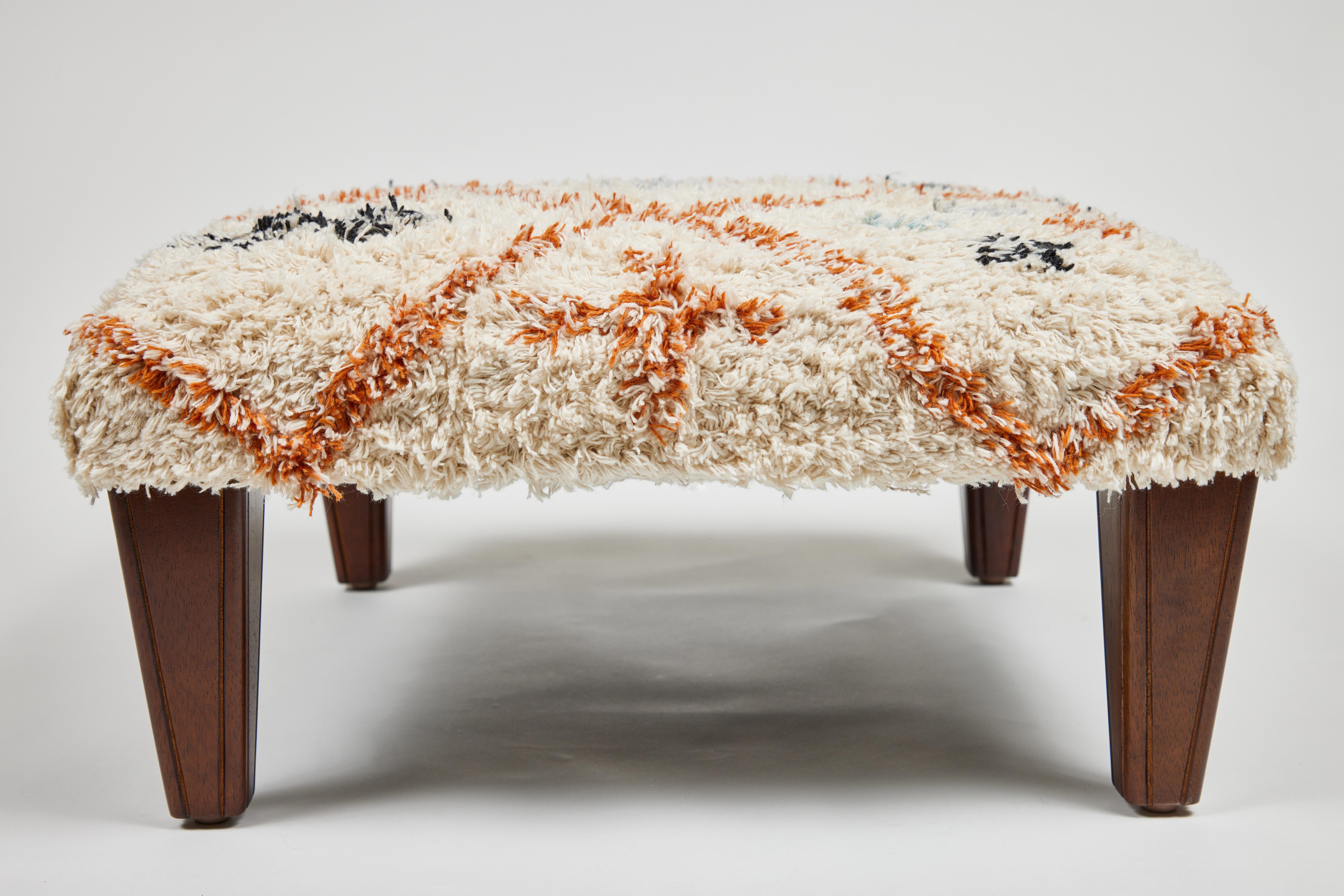 Custom Footstool with New Legs and Cotton Textile from India Top 1