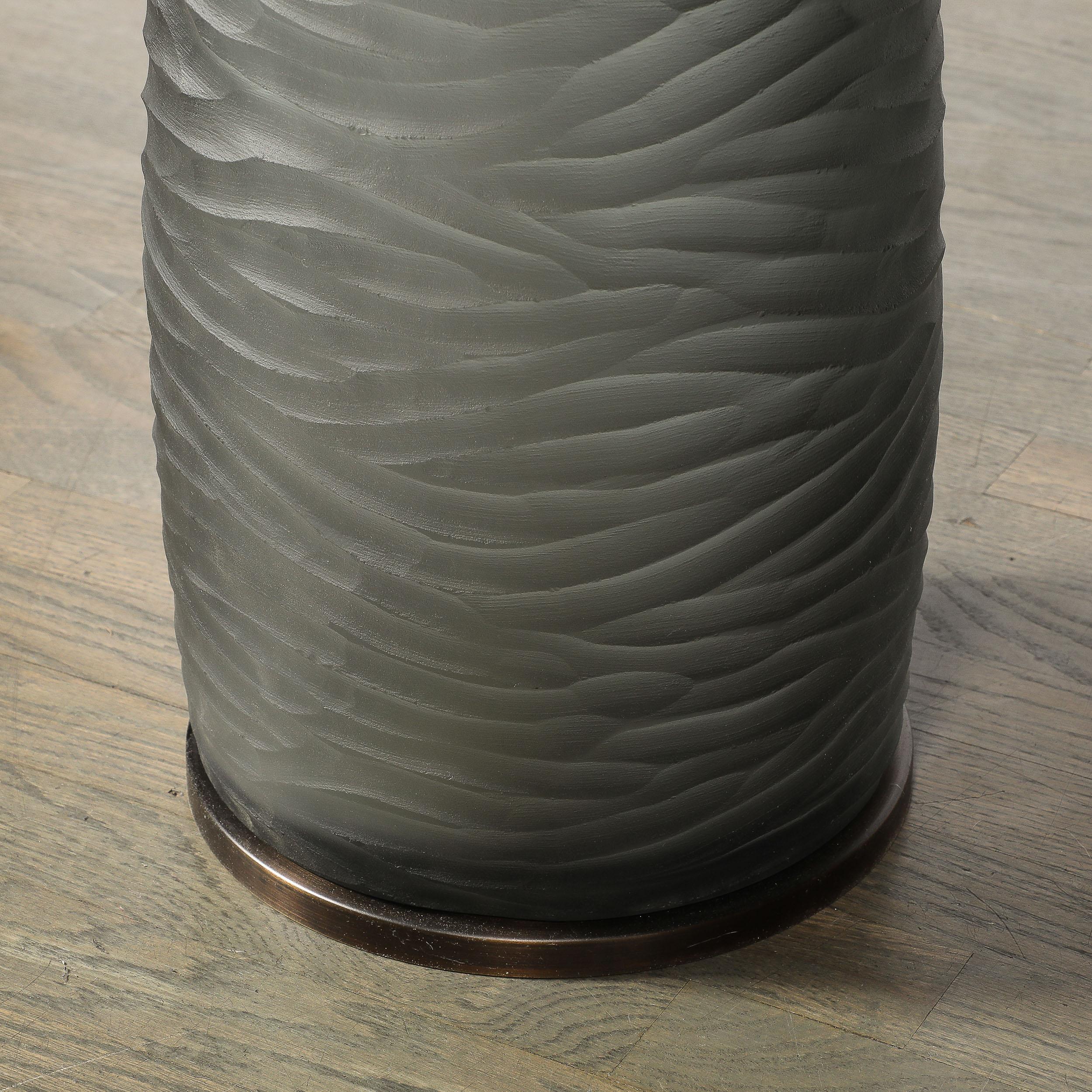 Custom for High Style Deco Murano Smoked Battuto Glass & Bronze End Table en vente 4