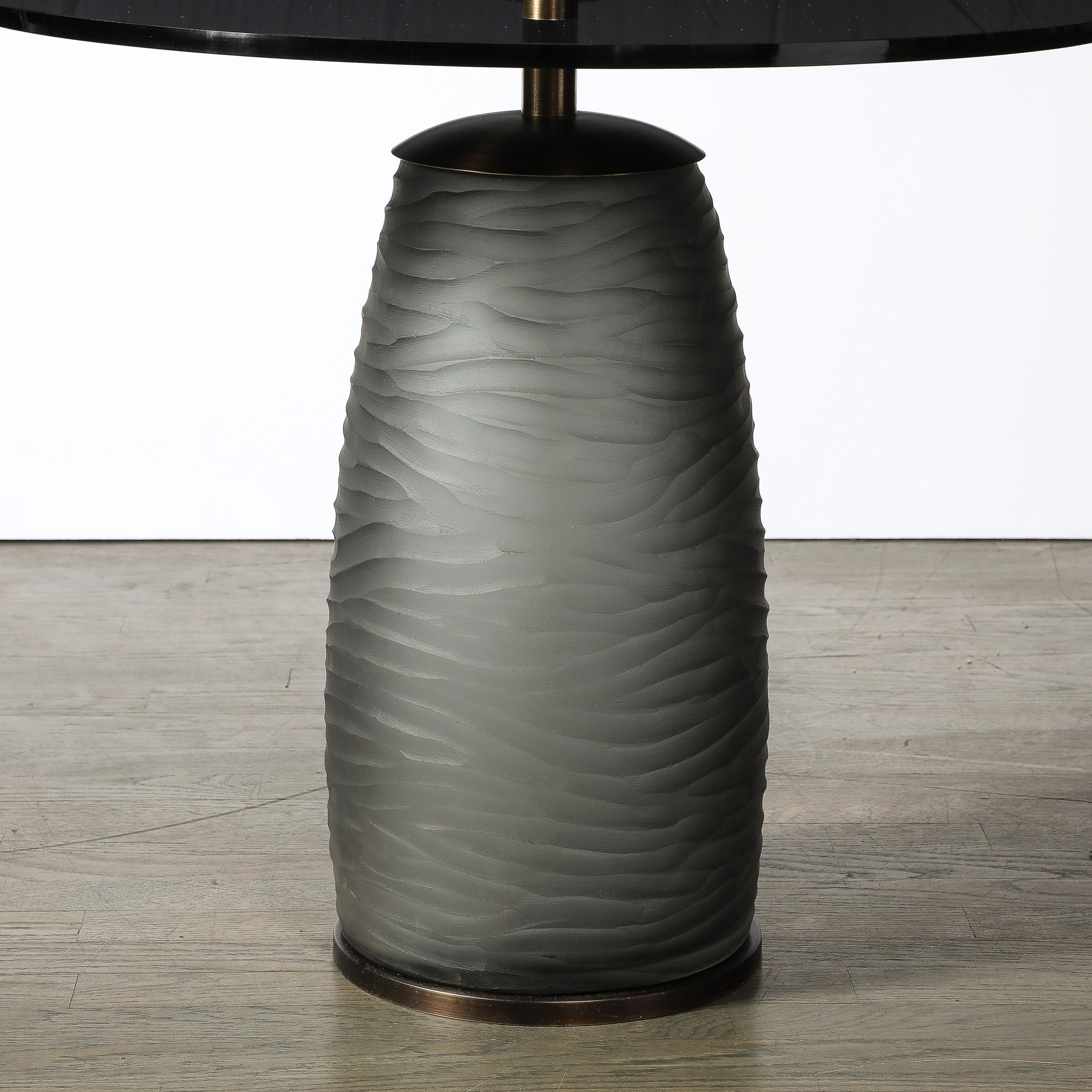 Custom for High Style Deco Murano Smoked Battuto Glass & Bronze End Table en vente 2