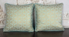 Custom Fortuny Decorative Pillows in Gilt Gold & Aquamarine, Italy