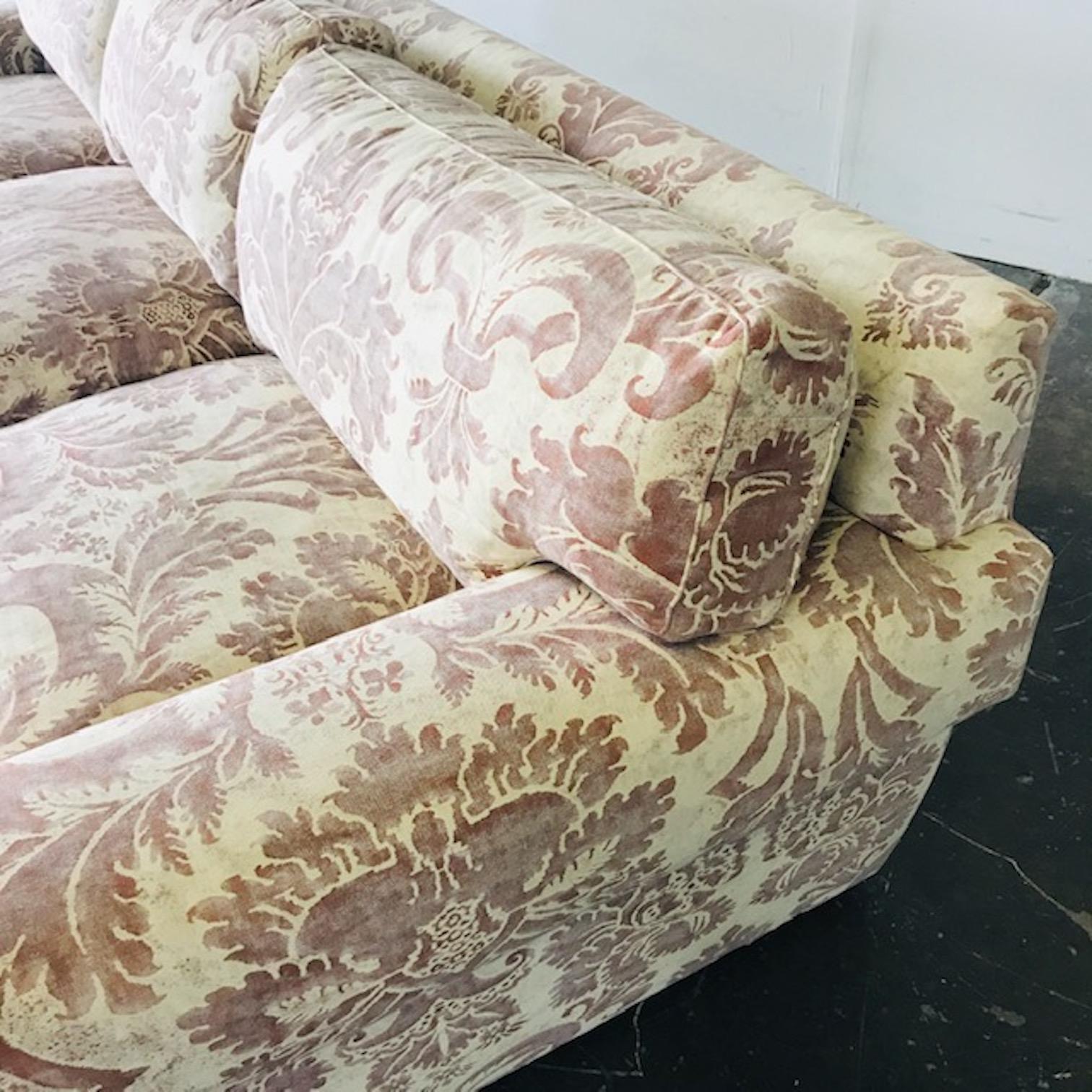 Cotton Custom Fortuny Sofa, Two Available
