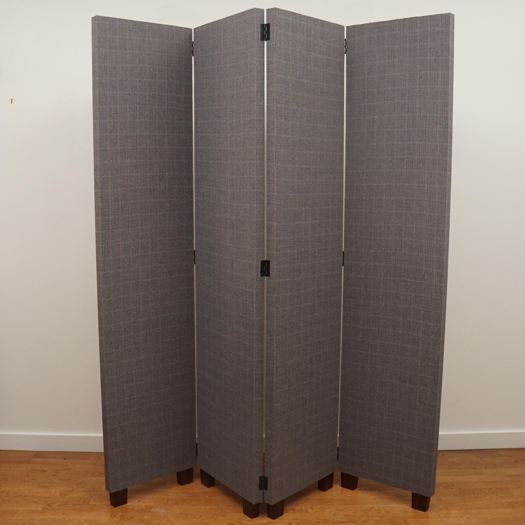 Contemporary Custom Four-Panel Folding Screen with Nail Head Detailing For Sale