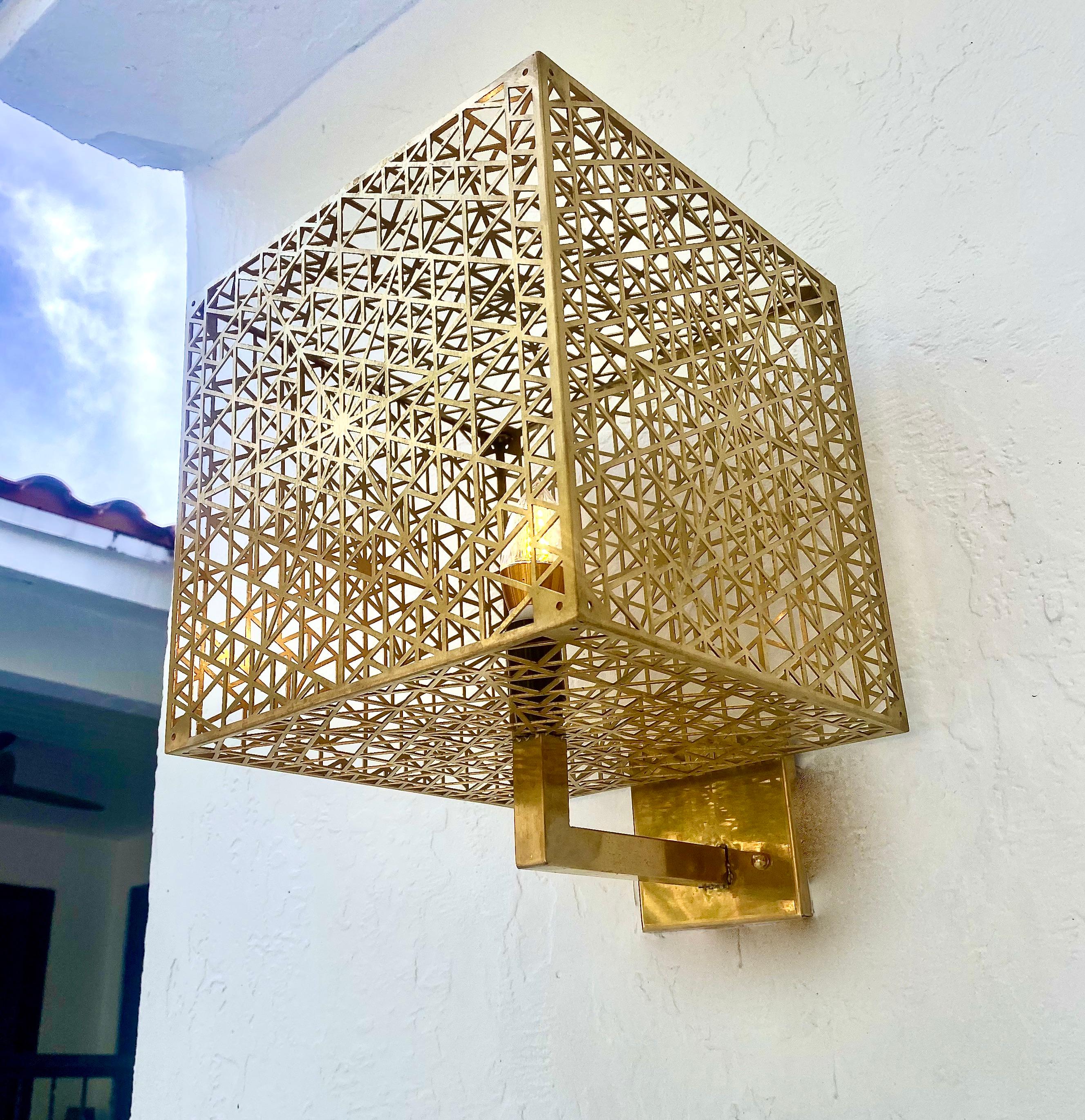 This custom fractal sconce is very limited edition from John Brevard.

This sacred geometry inspired hex fractal sconce creates an elegant but sophisticated addition to any space.

There is a meaning for this design using the pattern of 6; (as a