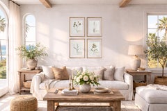 Custom Framed Antique Finnish Herbarium Botanical Specimens, set of four