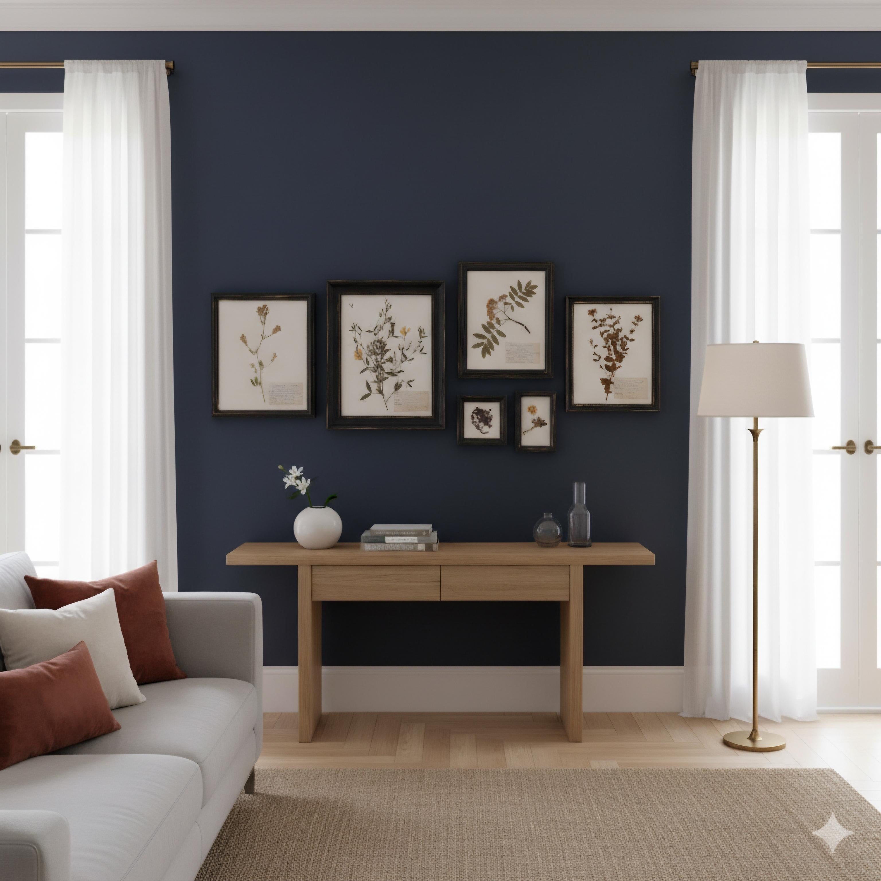 Magnifique galerie de spécimens floraux d'herbiers suédois anciens, encadrés sur mesure, collectés entre 1942 et 1945. Noms écrits à la main dans une belle écriture suédoise. Présentées dans des cadres noirs vintage avec dorures frottées à la main.