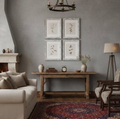 Custom Framed Antique Swedish Herbarium Botanical Specimens, Set of Four