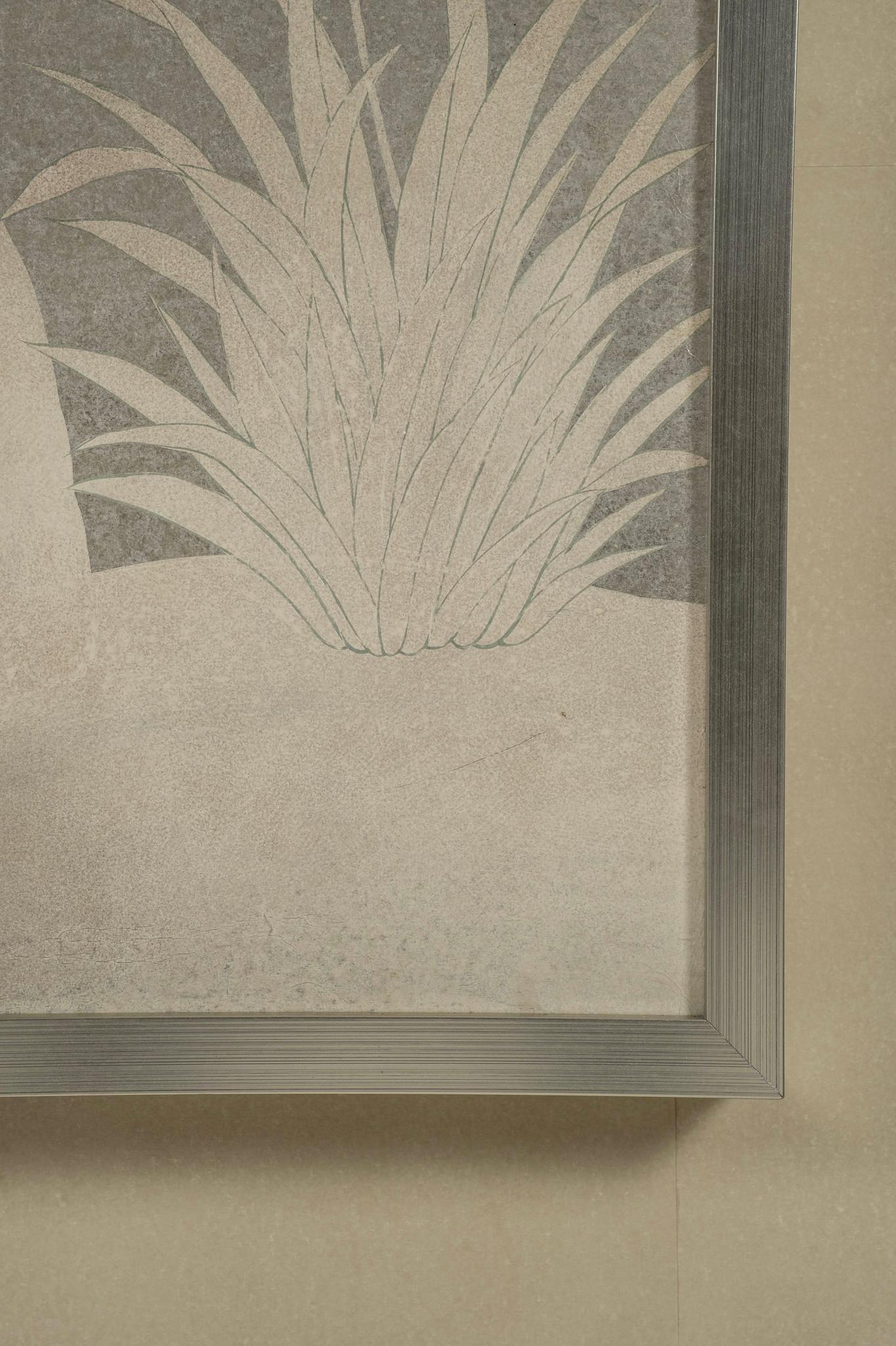 Contemporary Custom Framed Hand Painted Gracie Wallpaper~ Silver Silhouette