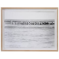 Custom Framed White Oak 1950s Black and White Surfer Photo