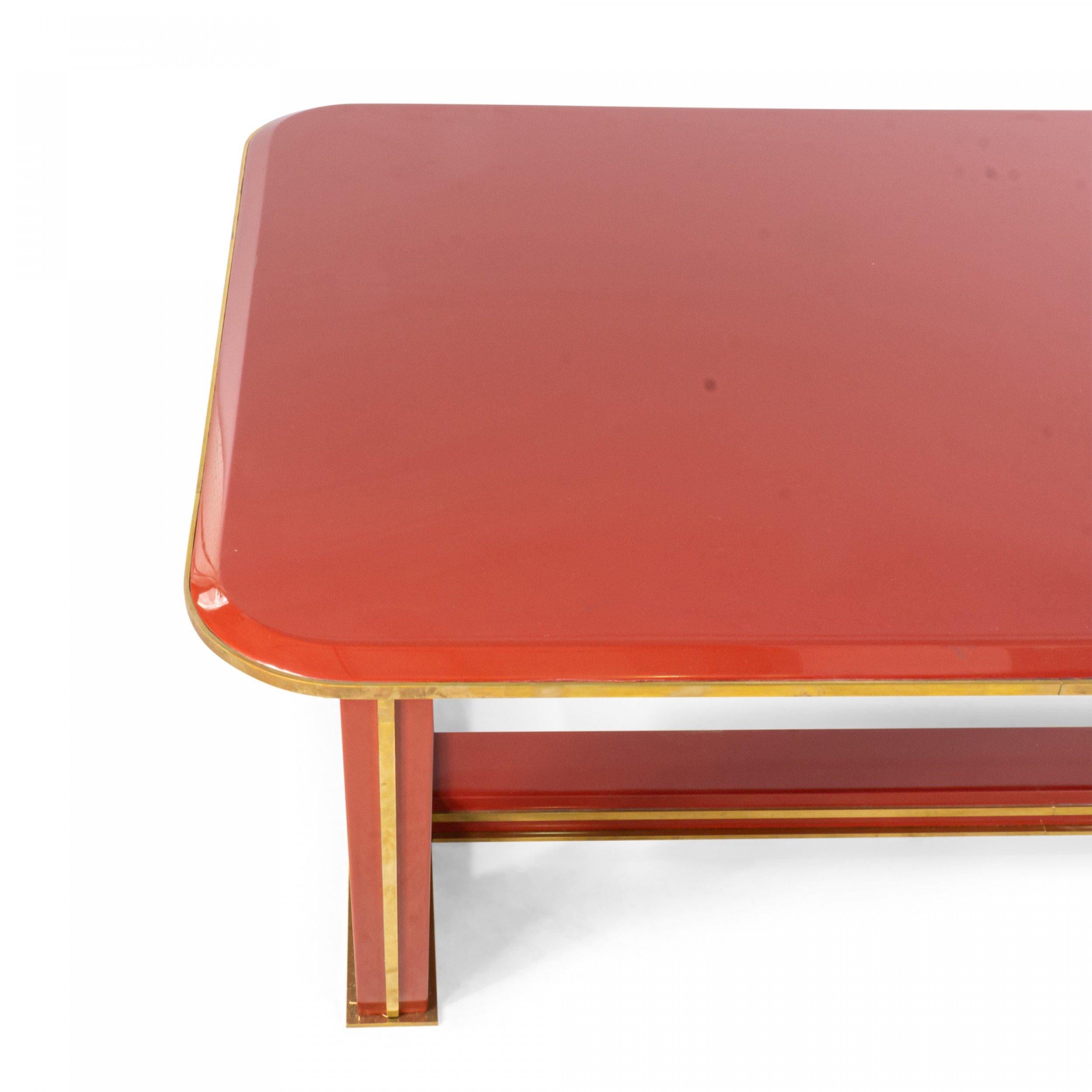Custom French 1940s Style Red Lacquered Coffee Table For Sale 1