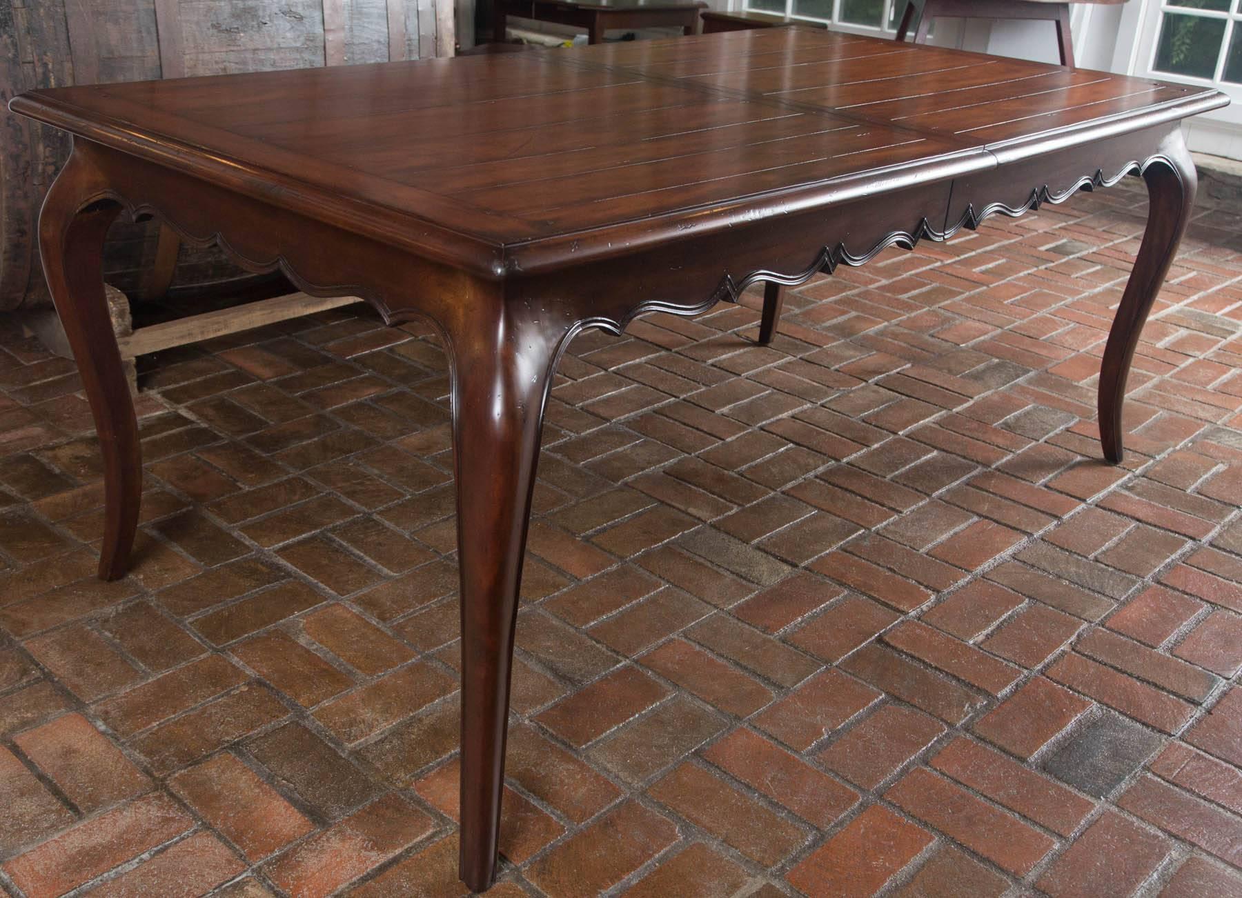 Custom French Cherry Farm Table with Leaf In New Condition In Woodbury, CT