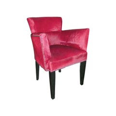 French Deco Style Cowhide Armchair with Nailheads