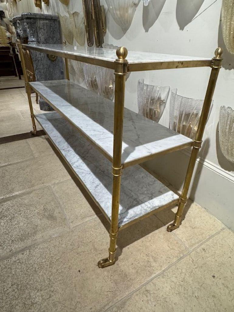 Francese Custom French Directoire Style Brass and Marble Server in vendita