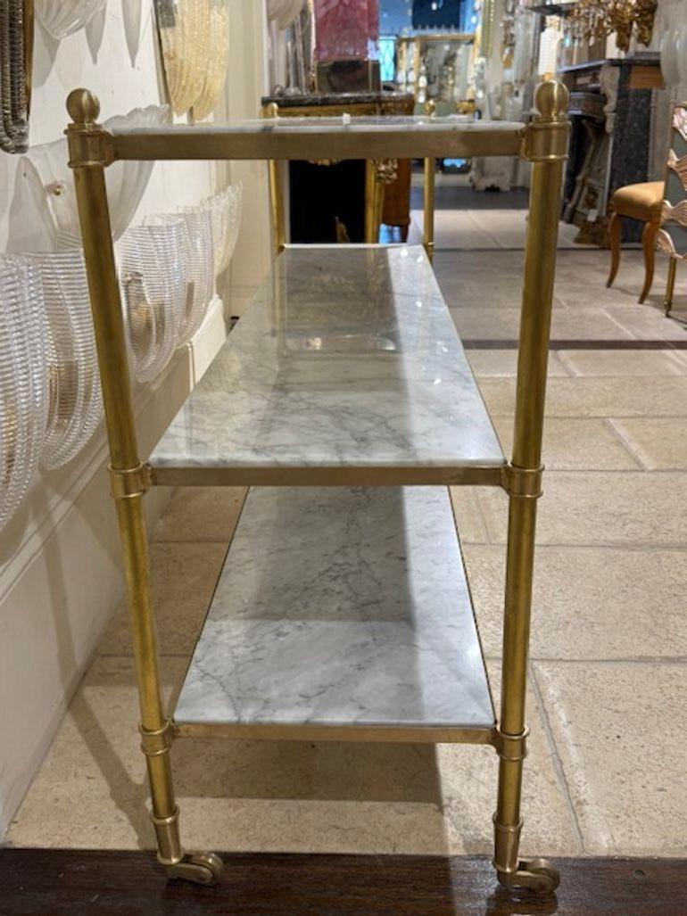 Ottone Custom French Directoire Style Brass and Marble Server in vendita