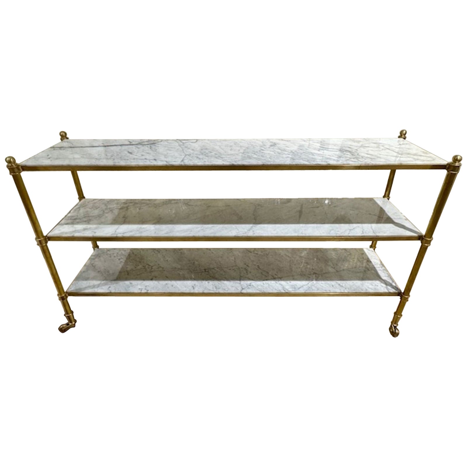 Custom French Directoire Style Brass and Marble Server in vendita