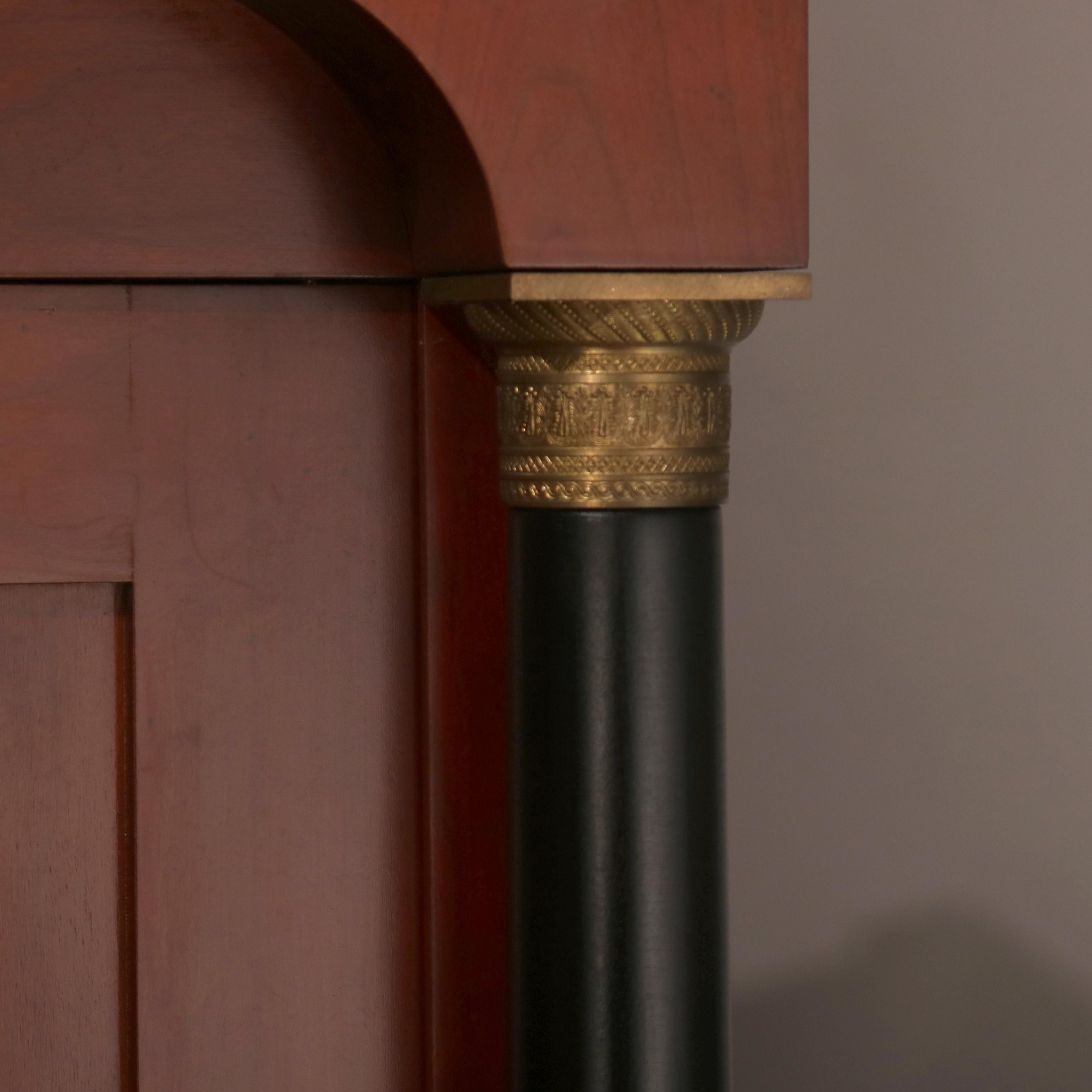 20th Century Custom French Empire Neoclassical Mahogany, Ebonized & Bronze Two-Door Cabinet 