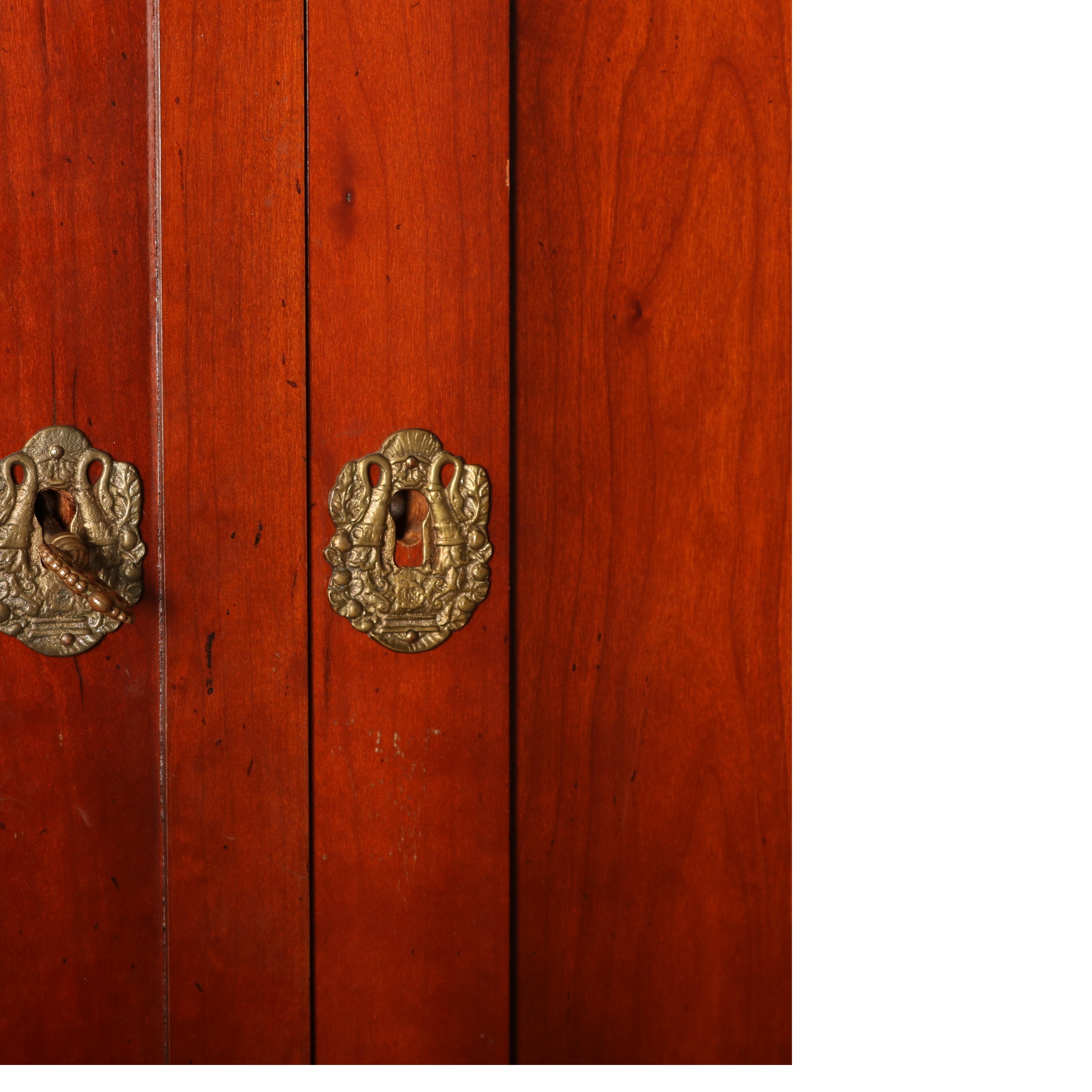 Custom French Empire Neoclassical Mahogany, Ebonized & Bronze Two-Door Cabinet  1