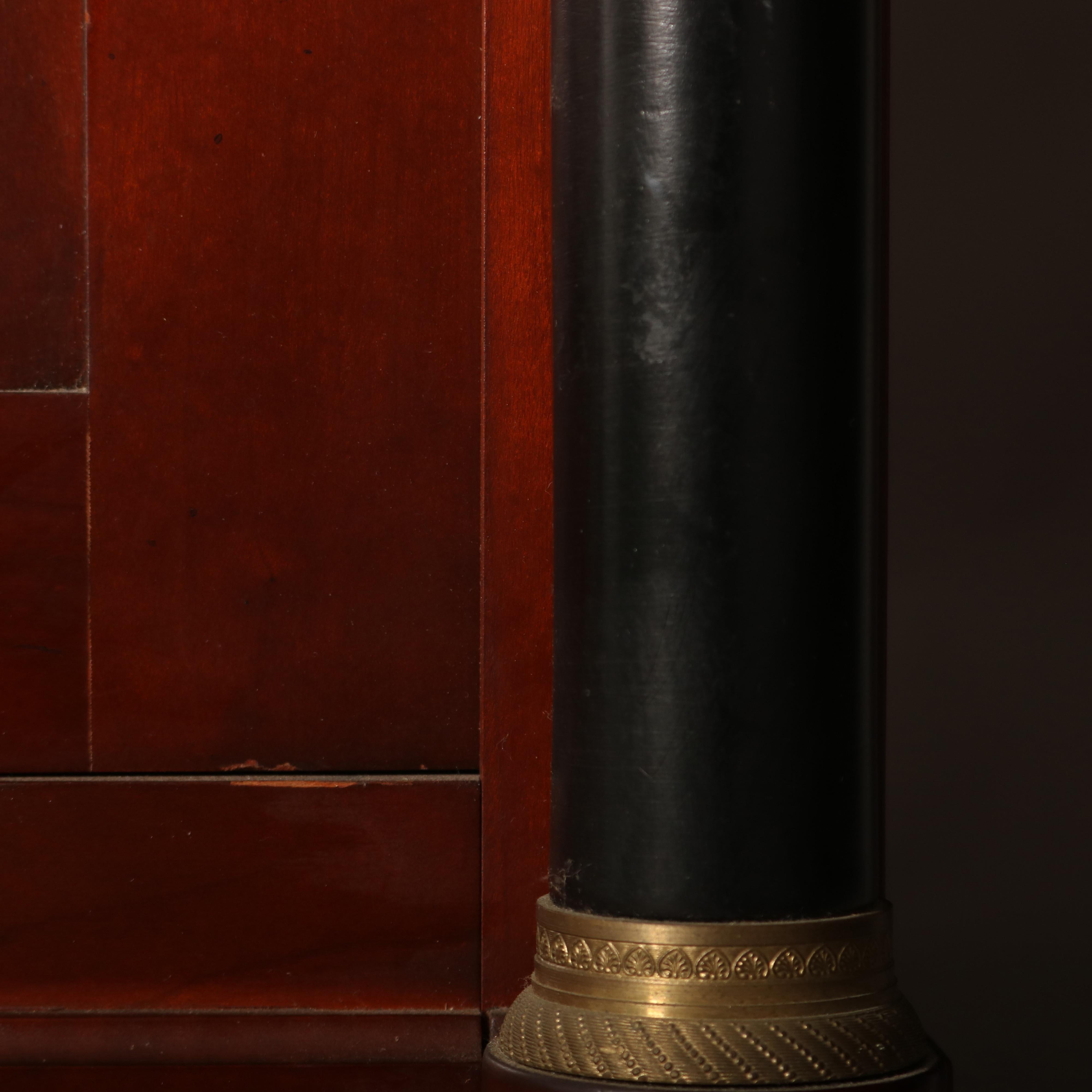 Custom French Empire Neoclassical Mahogany, Ebonized & Bronze Two-Door Cabinet  2