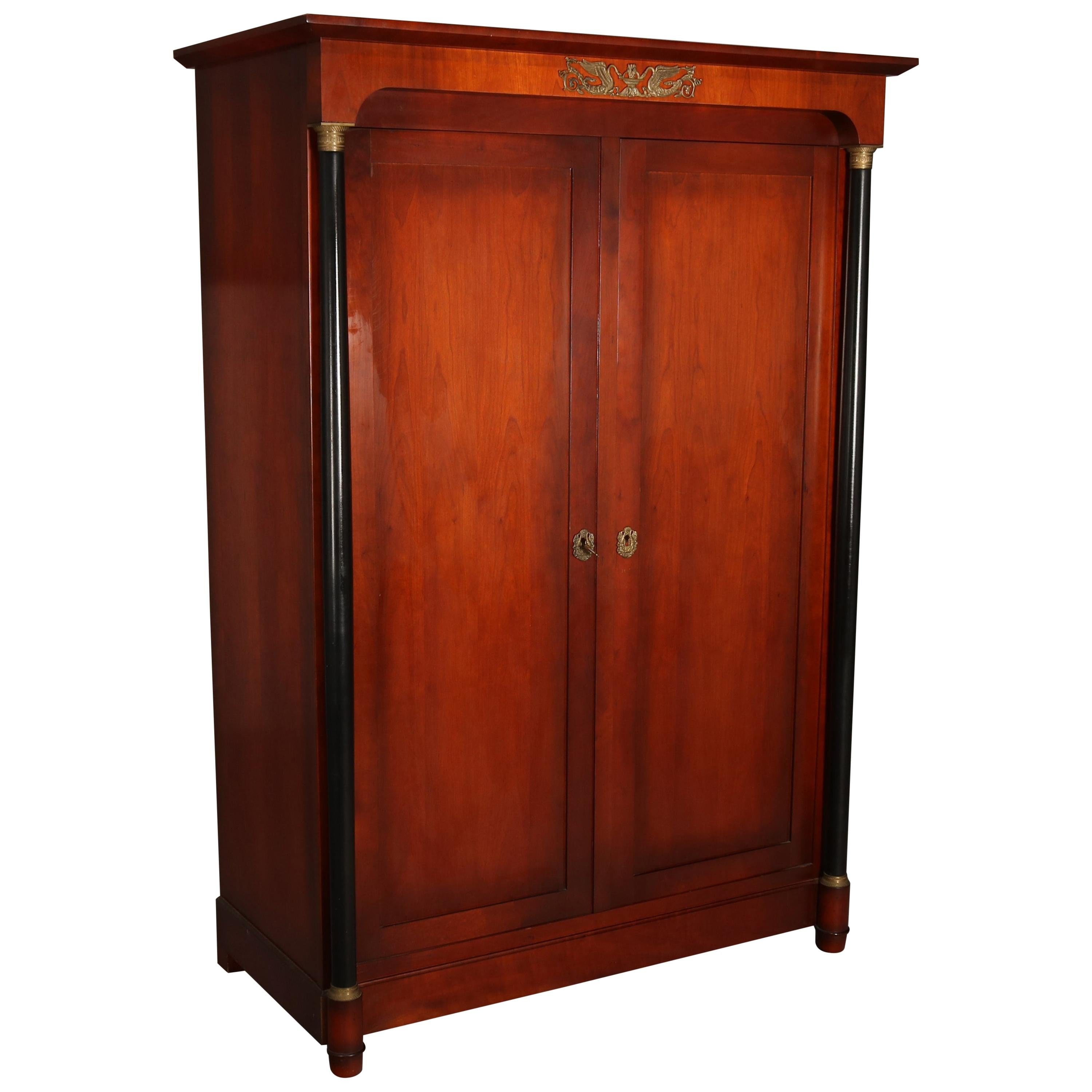 Custom French Empire Neoclassical Mahogany, Ebonized and Bronze Two