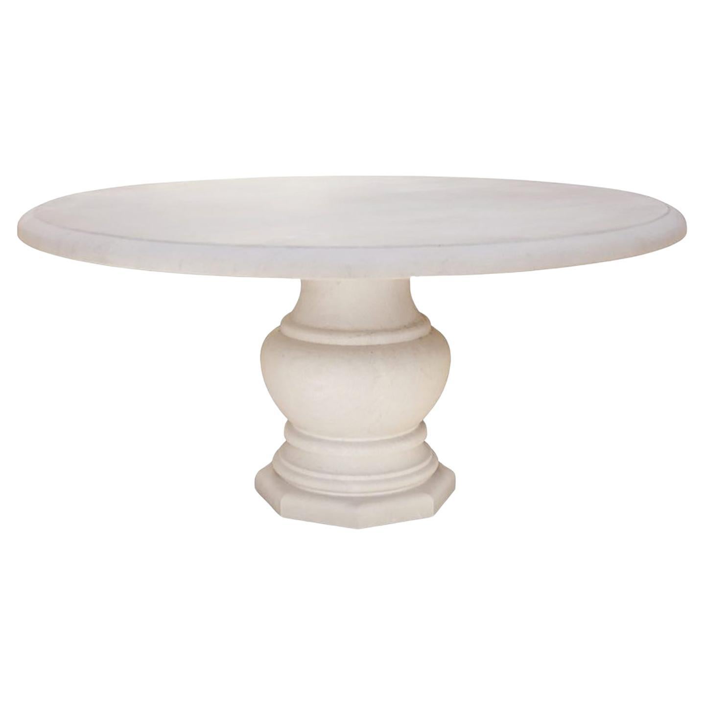 Custom French Limestone Round Dining/Center Table with Baluster Base
