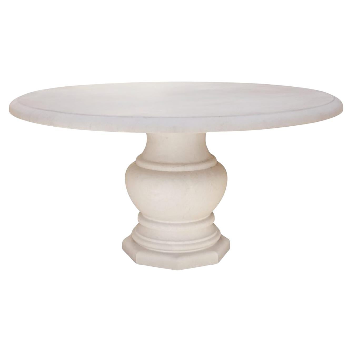 Custom French Limestone Round Dining/Center Table with Baluster Base
