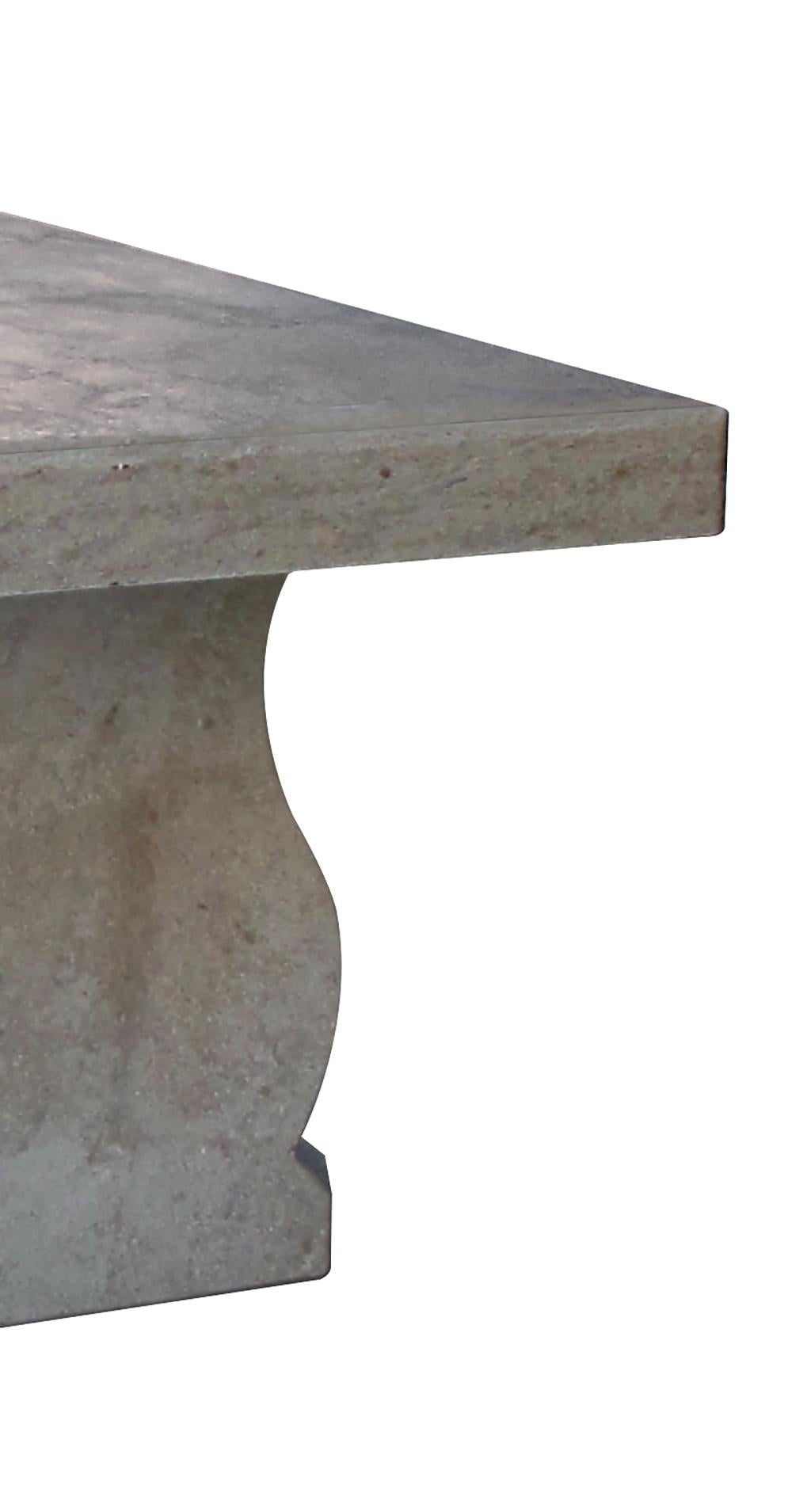Neoclassical Custom French Limestone Trestle Table with Lyre-form Supports For Sale