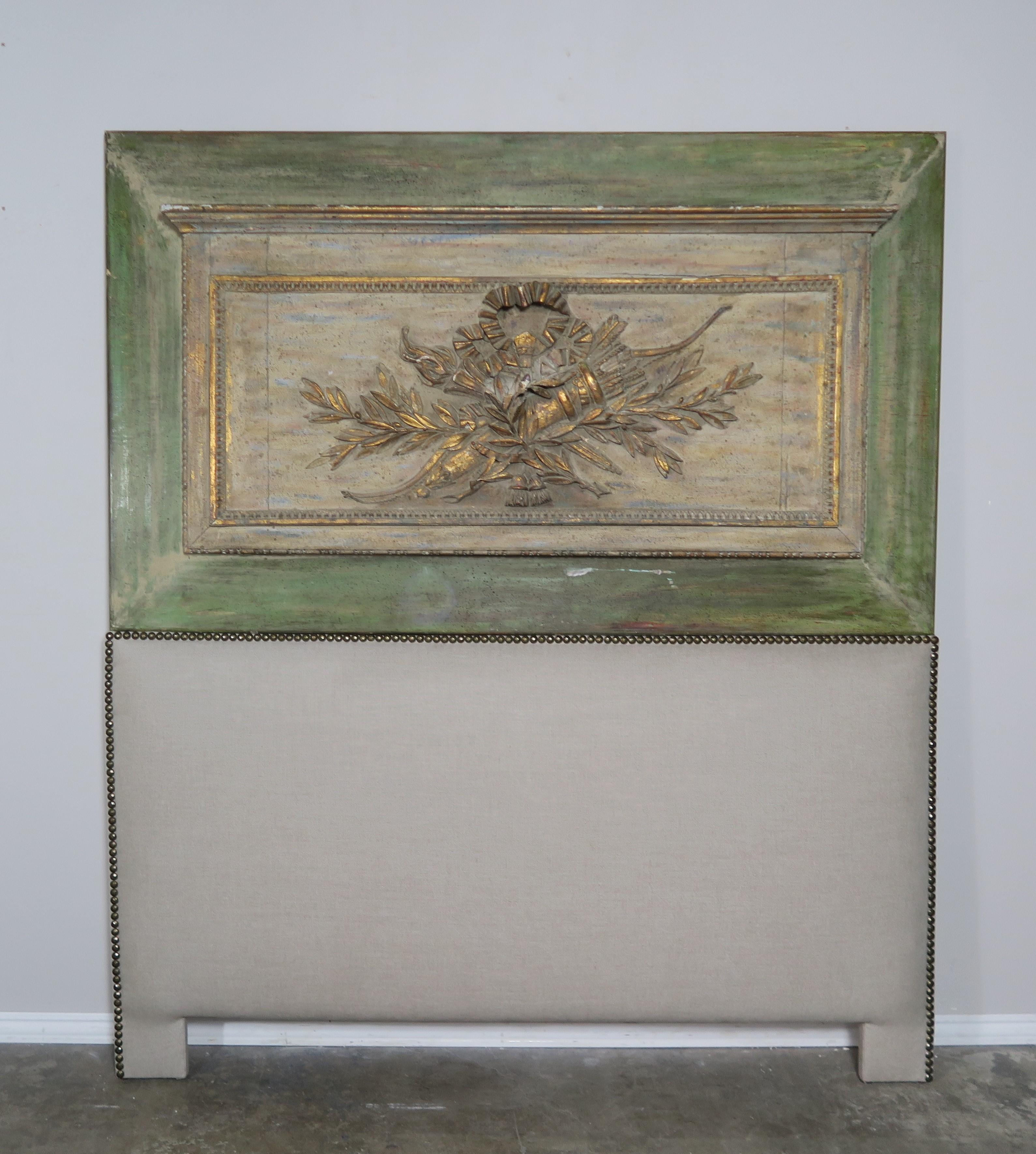Custom French Painted and Parcel Gilt Headboard, Queen Size 6