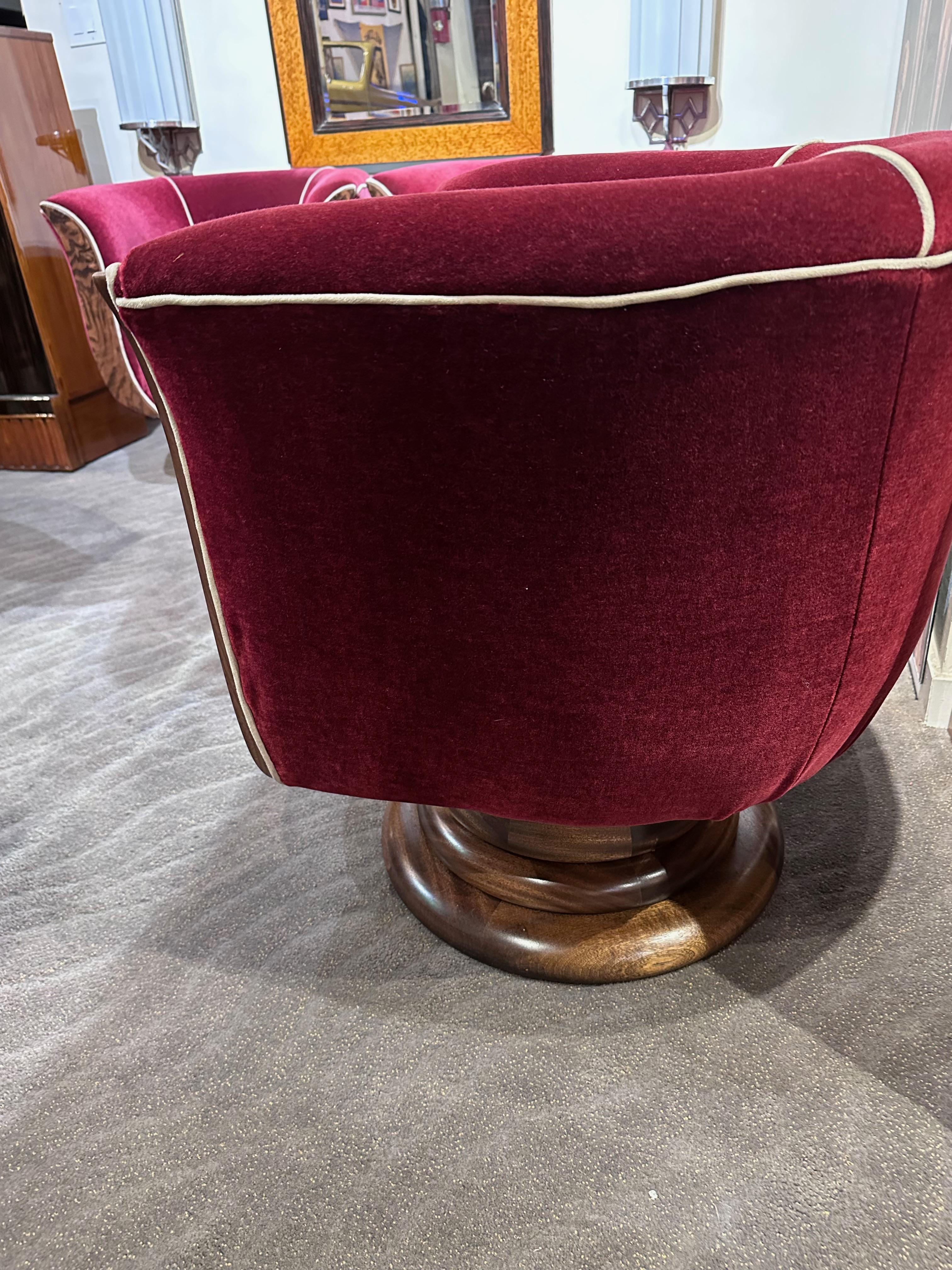 Custom French Style Art Deco Swivel Chairs Mohair 1