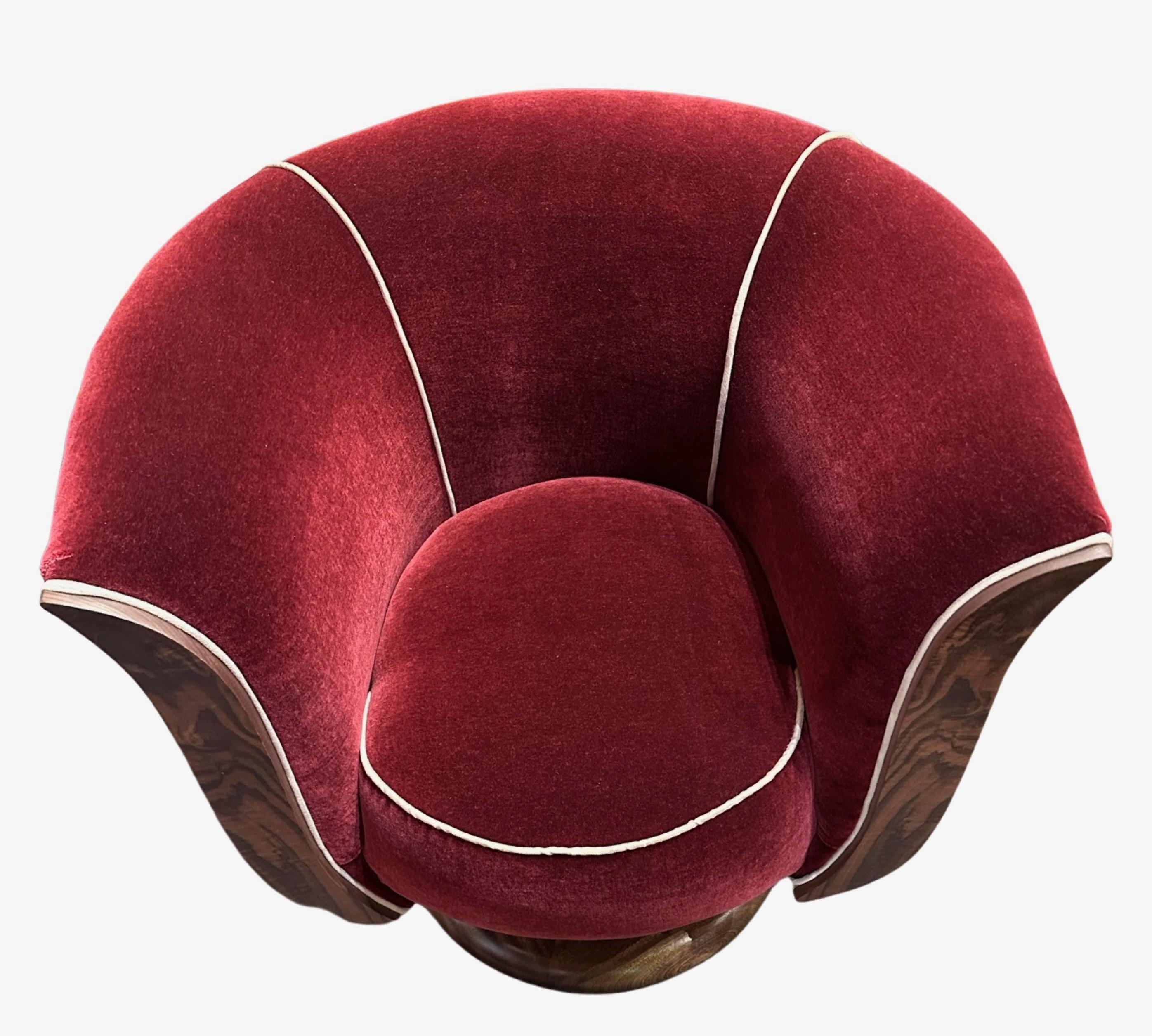 Custom French Style Art Deco Swivel Chairs Mohair 2