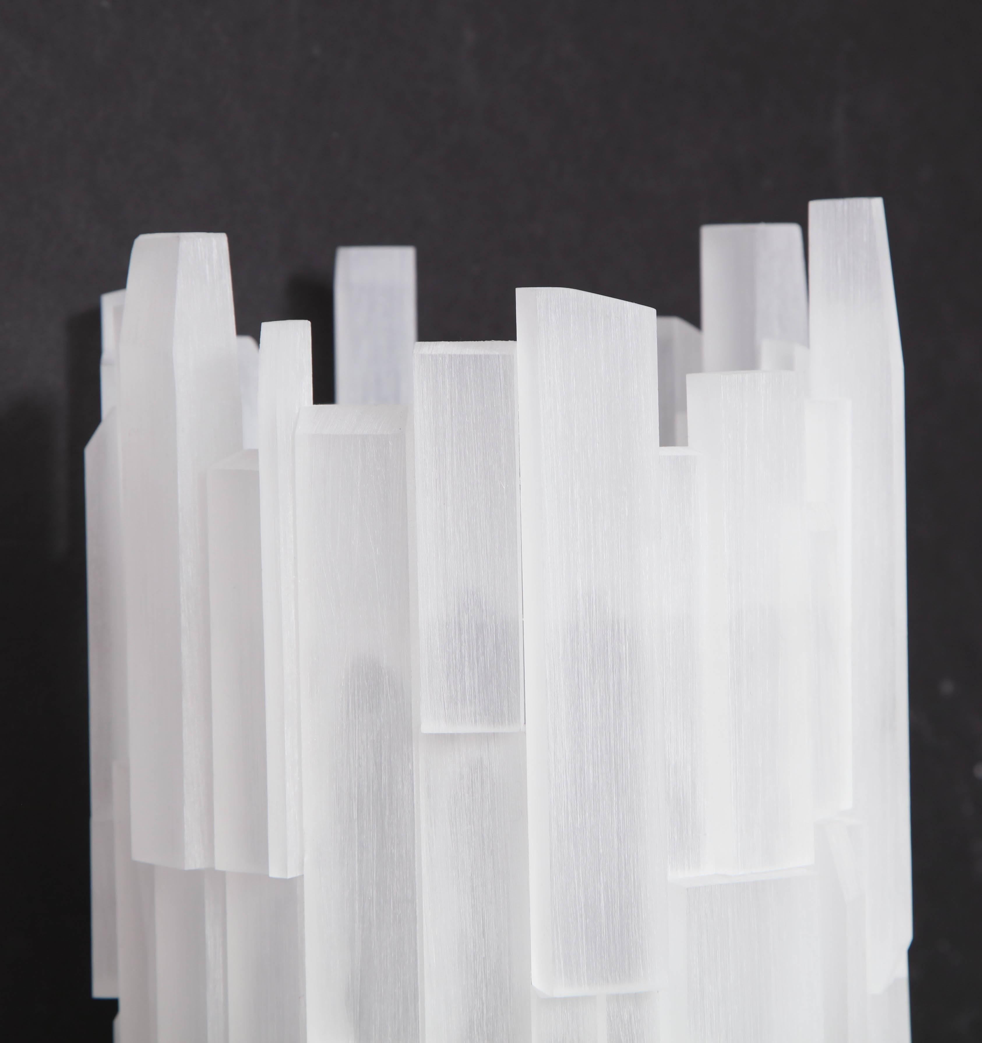 Contemporary Frosted Acrylic Cylinder Table Lamp For Sale